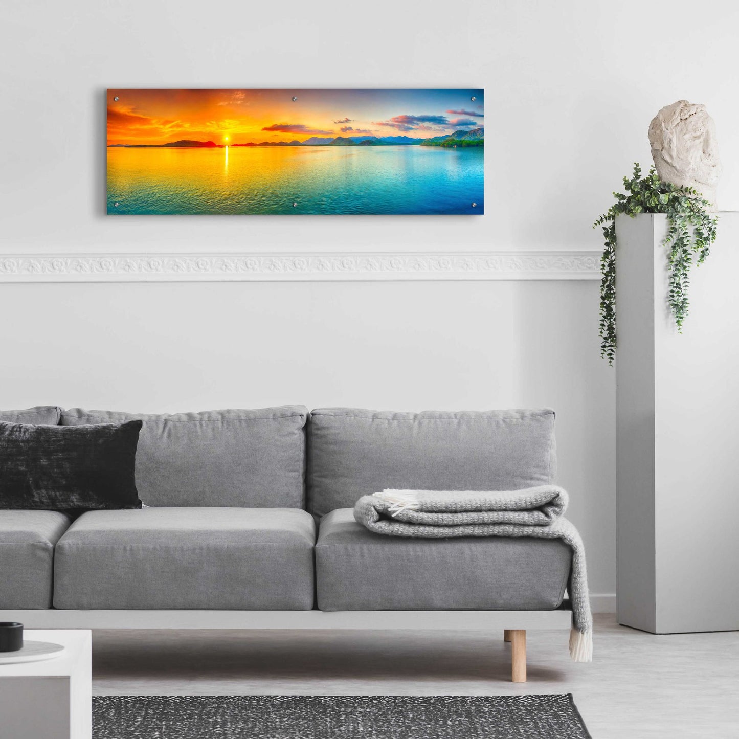 Epic Art 'Good Night World' by Epic Portfolio, Acrylic Glass Wall Art,48x16