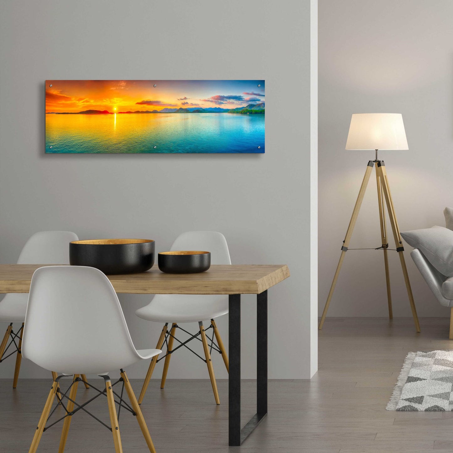 Epic Art 'Good Night World' by Epic Portfolio, Acrylic Glass Wall Art,48x16