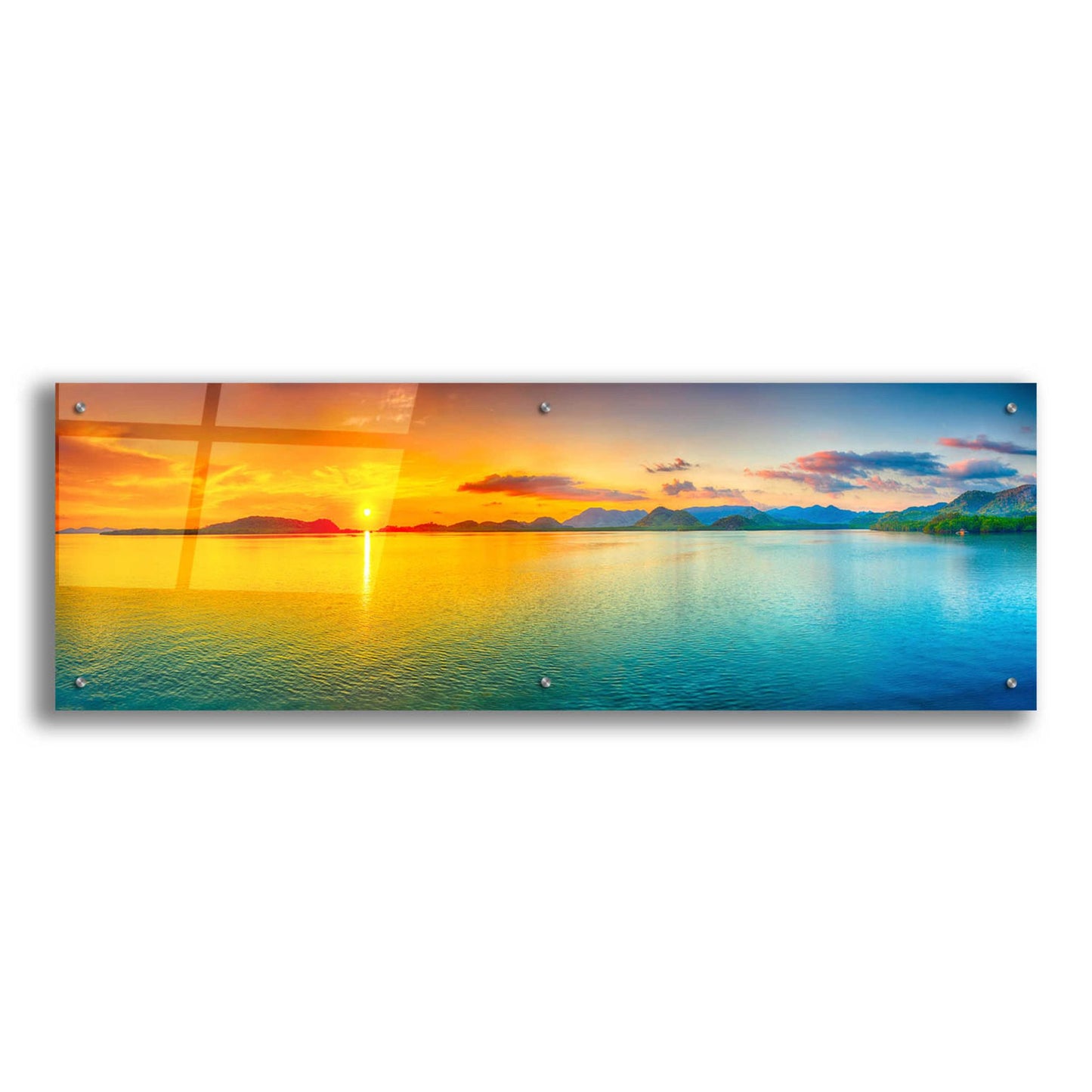 Epic Art 'Good Night World' by Epic Portfolio, Acrylic Glass Wall Art,48x16