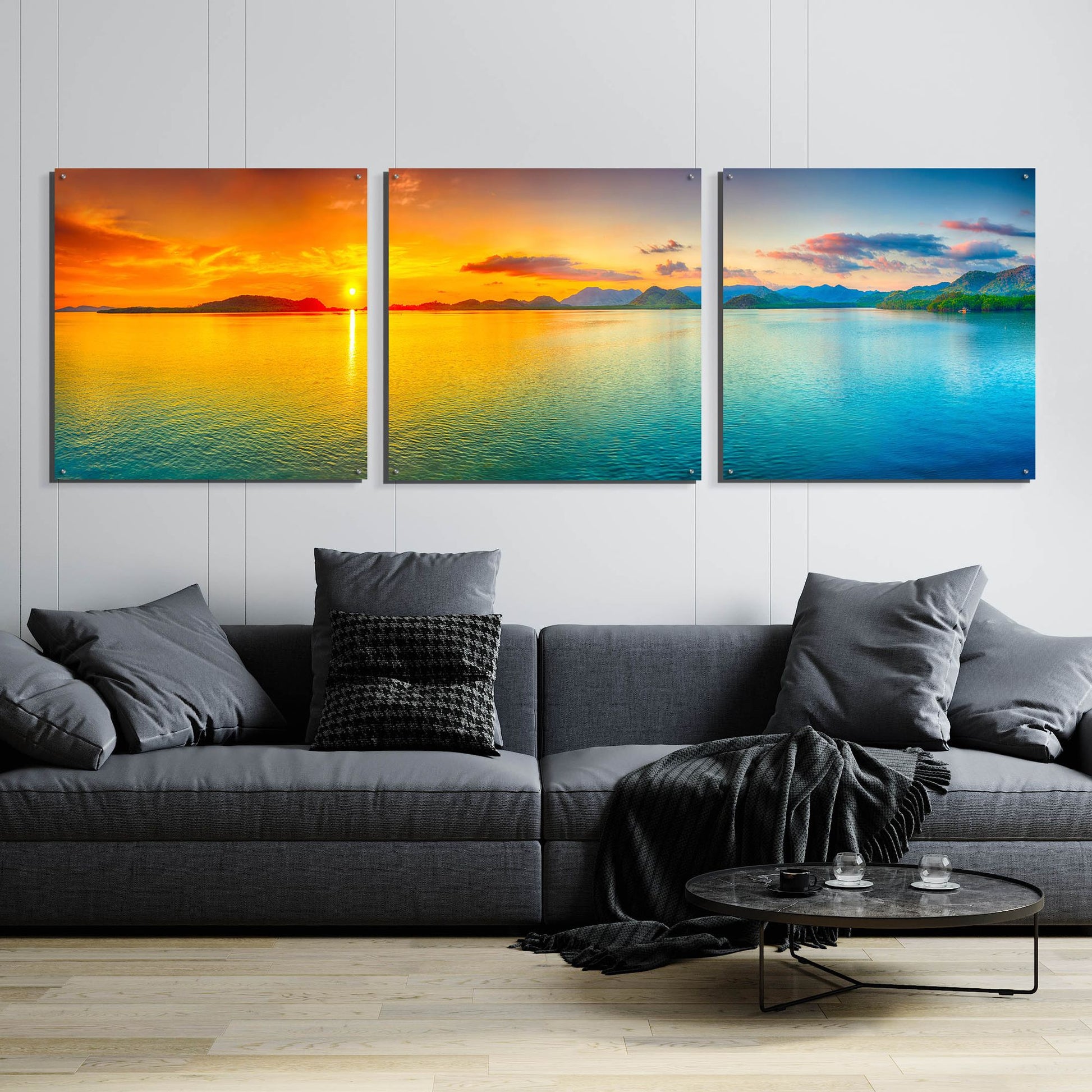 Epic Art 'Good Night World' by Epic Portfolio, Acrylic Glass Wall Art, 3 Piece Set,108x36