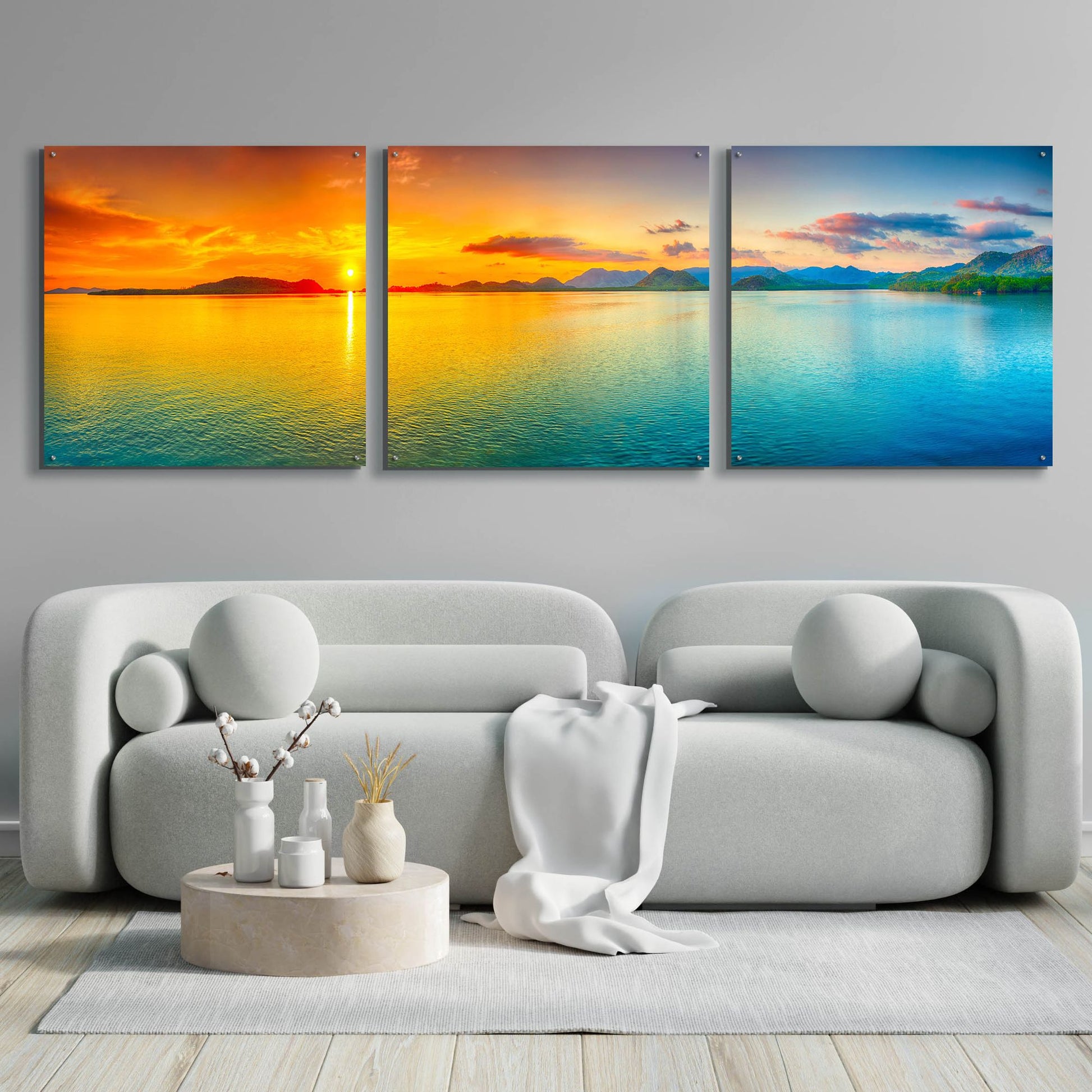 Epic Art 'Good Night World' by Epic Portfolio, Acrylic Glass Wall Art, 3 Piece Set,108x36