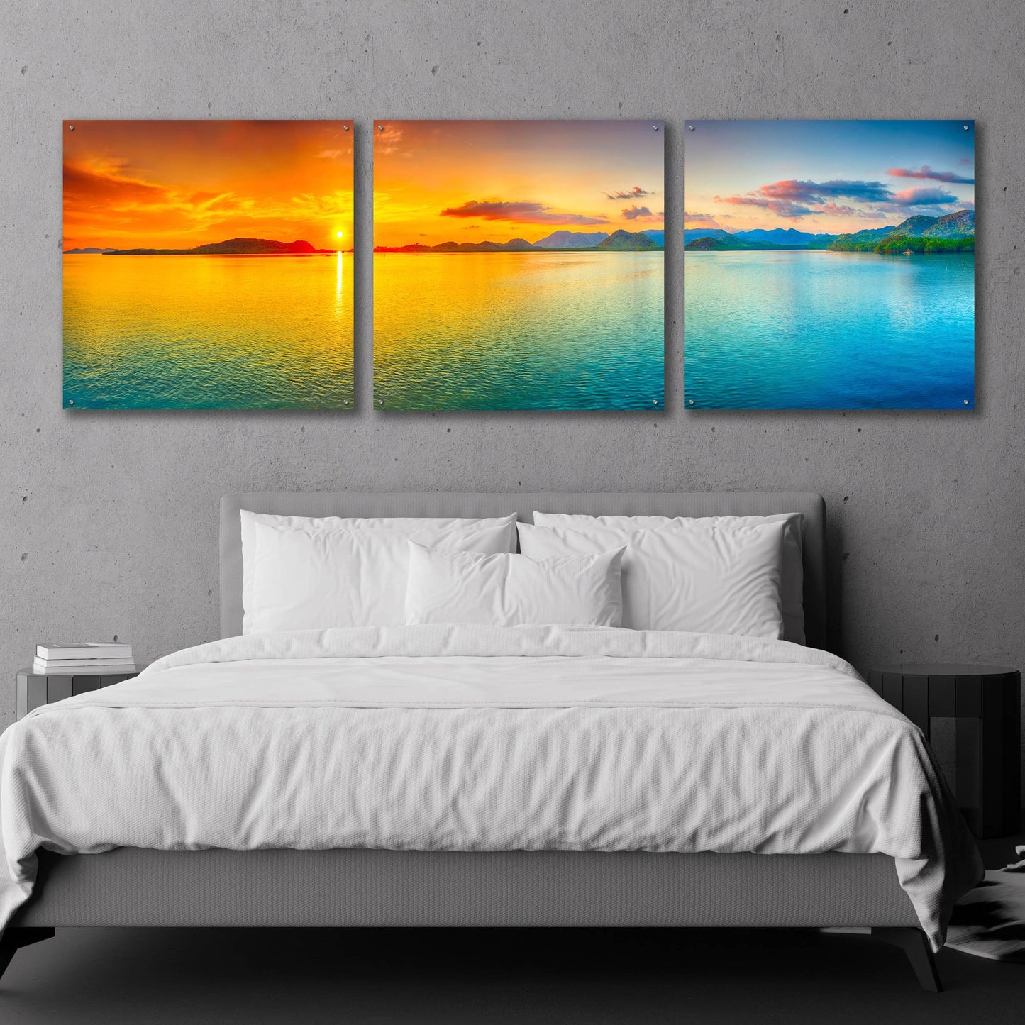 Epic Art 'Good Night World' by Epic Portfolio, Acrylic Glass Wall Art, 3 Piece Set,108x36