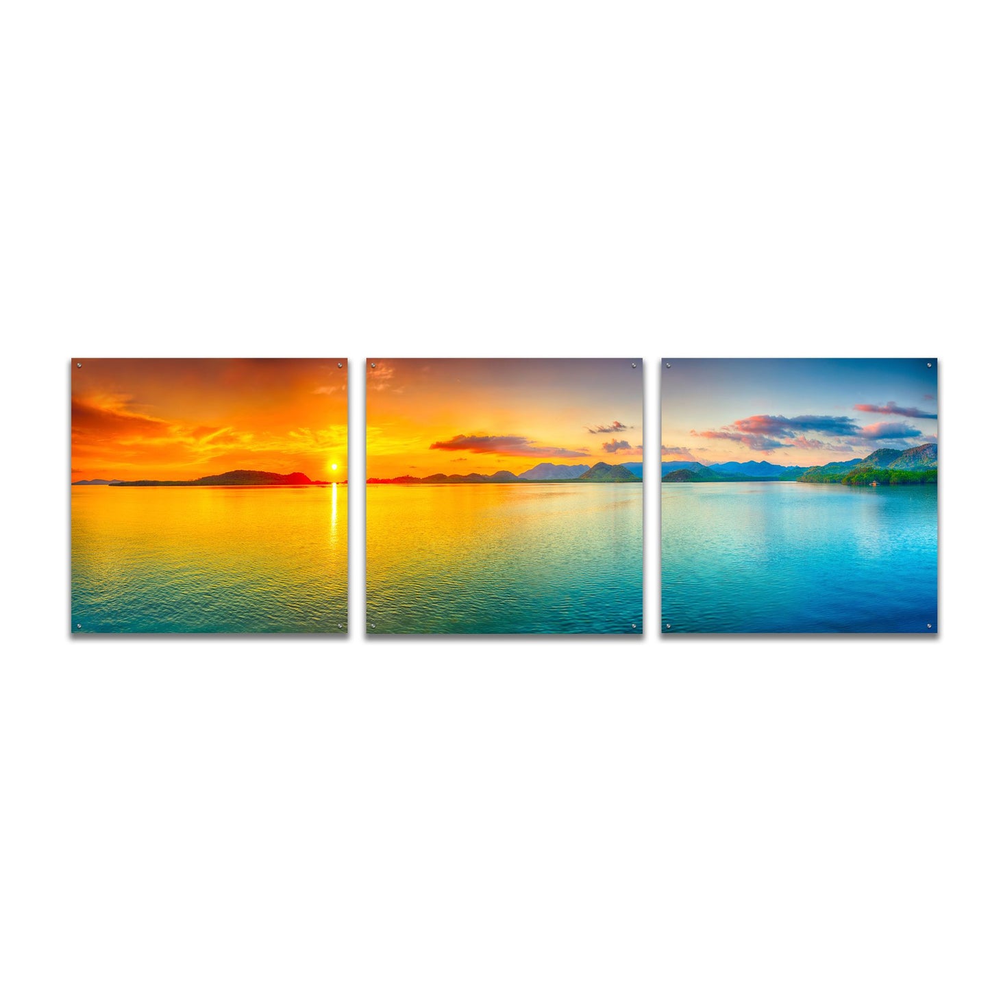 Epic Art 'Good Night World' by Epic Portfolio, Acrylic Glass Wall Art, 3 Piece Set,108x36