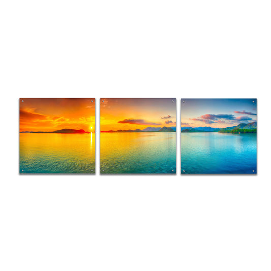 Epic Art 'Good Night World' by Epic Portfolio, Acrylic Glass Wall Art, 3 Piece Set