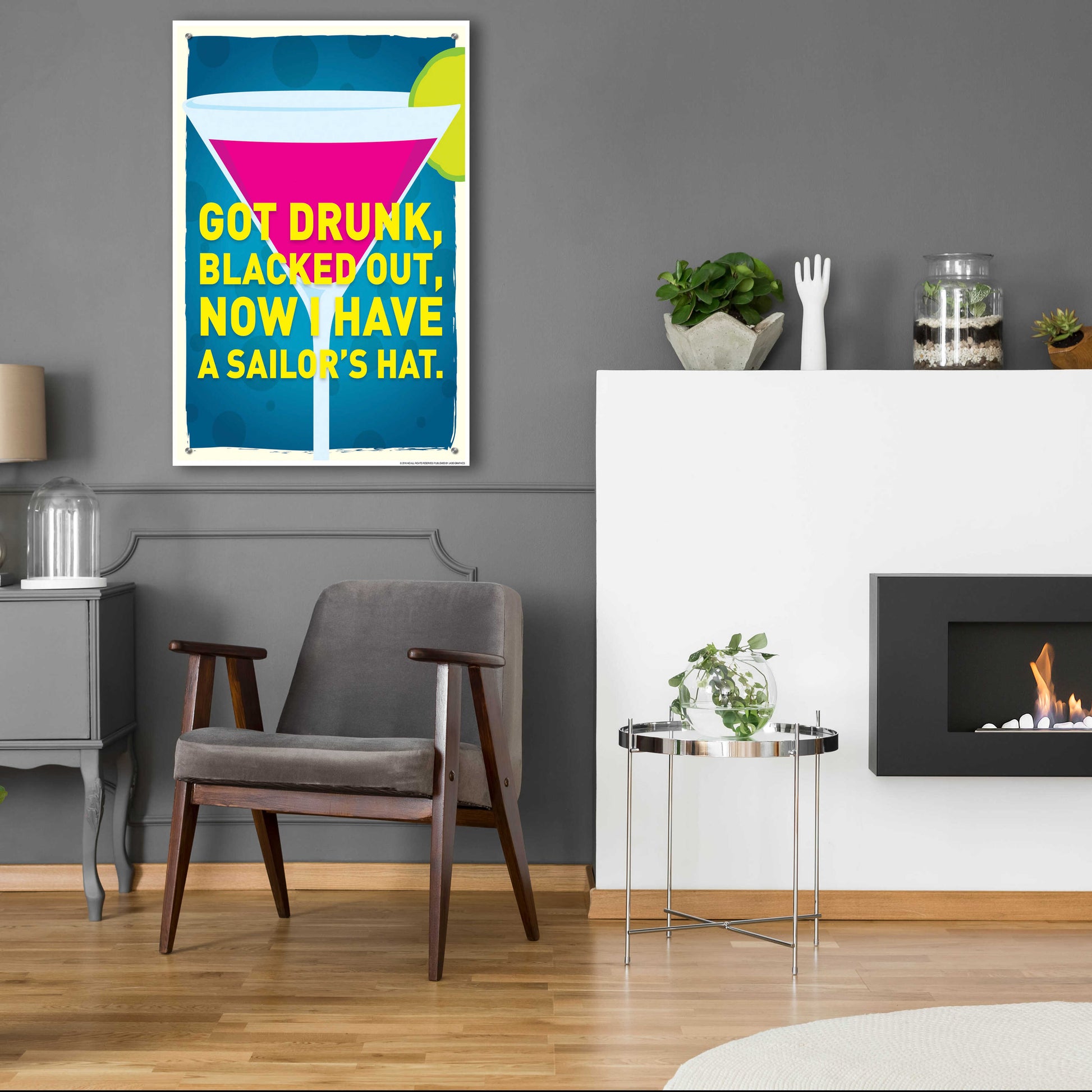 Epic Art 'Got Drunk' by JJ Brando, Acrylic Glass Wall Art,24x36