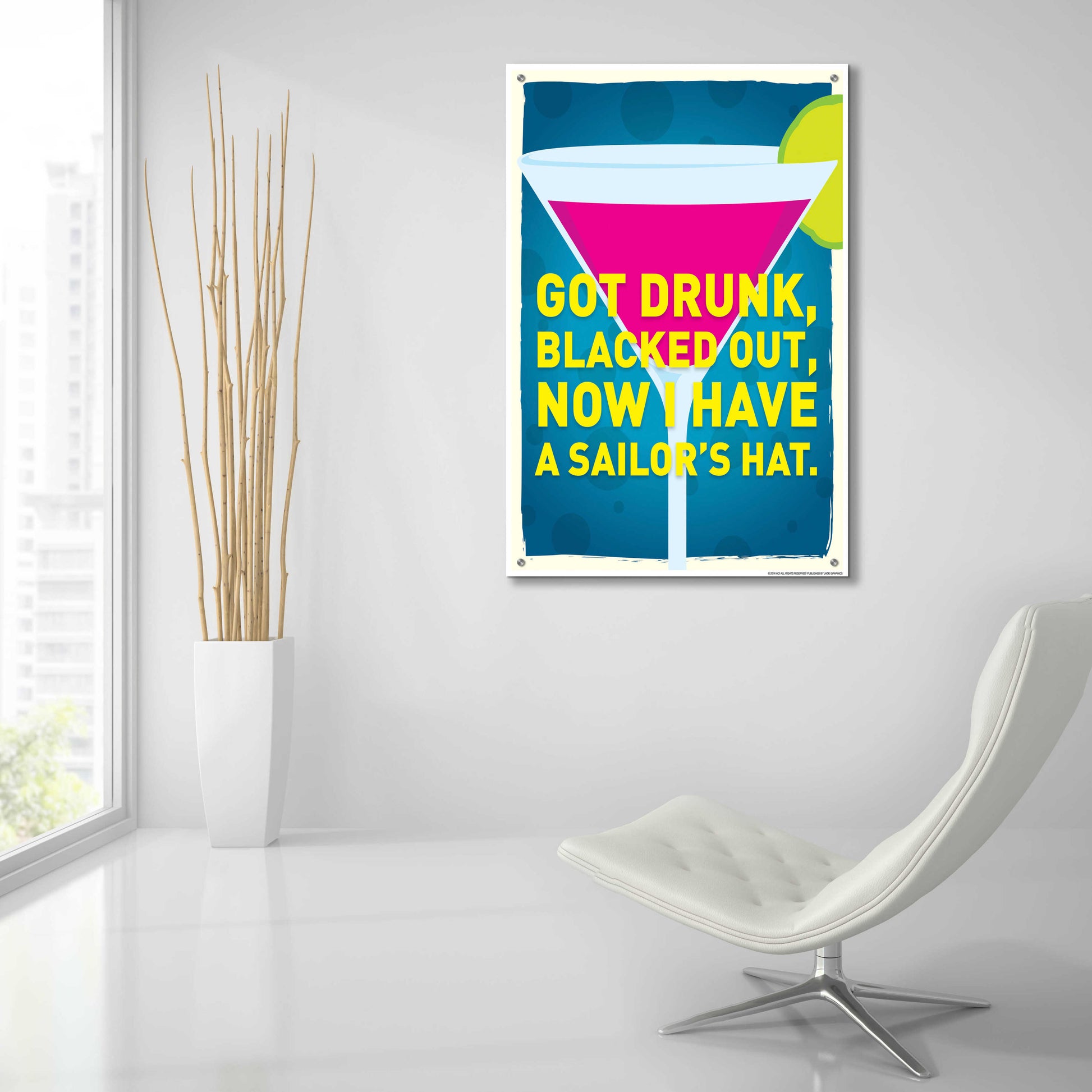 Epic Art 'Got Drunk' by JJ Brando, Acrylic Glass Wall Art,24x36