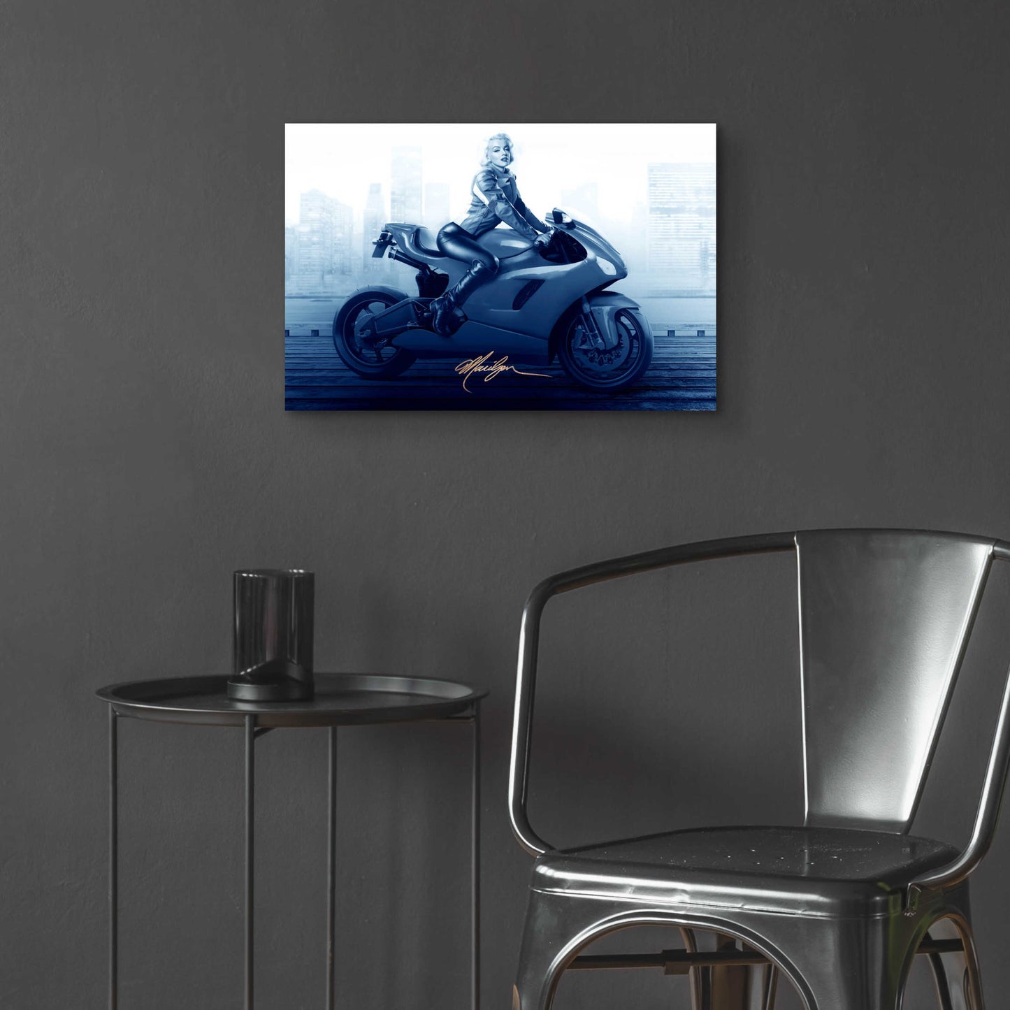 Epic Art 'Marilyn's Ride In Blue' by JJ Brando, Acrylic Glass Wall Art,24x16