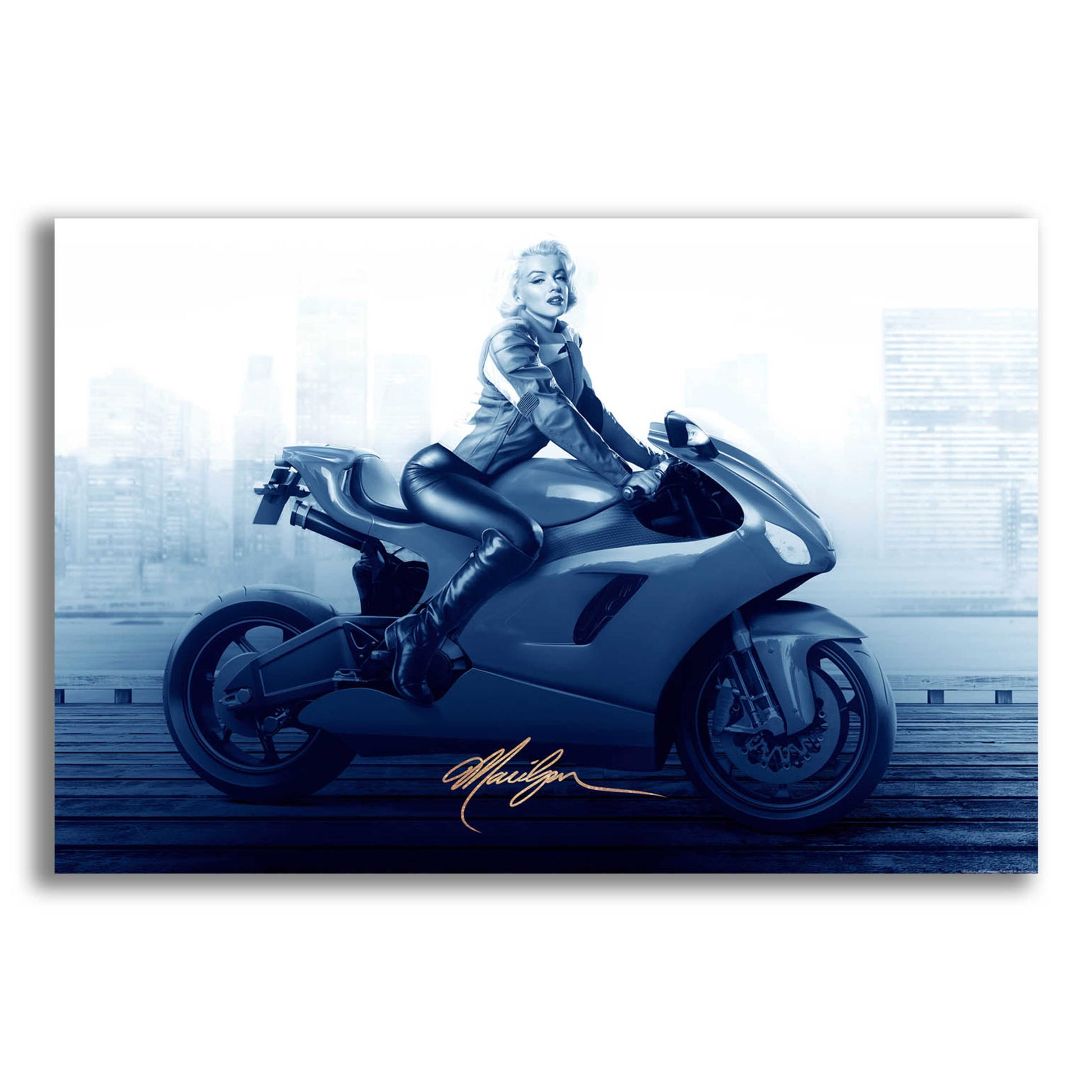 Epic Art 'Marilyn's Ride In Blue' by JJ Brando, Acrylic Glass Wall Art,24x16