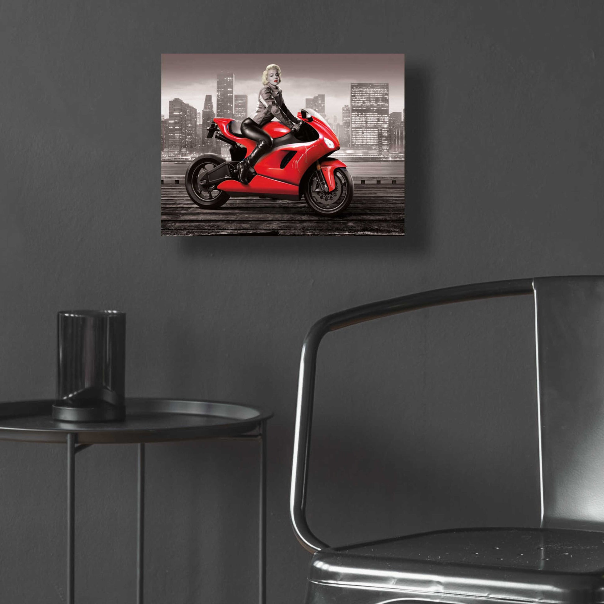 Epic Art 'Marilyn's Ride BW' by JJ Brando, Acrylic Glass Wall Art,16x12