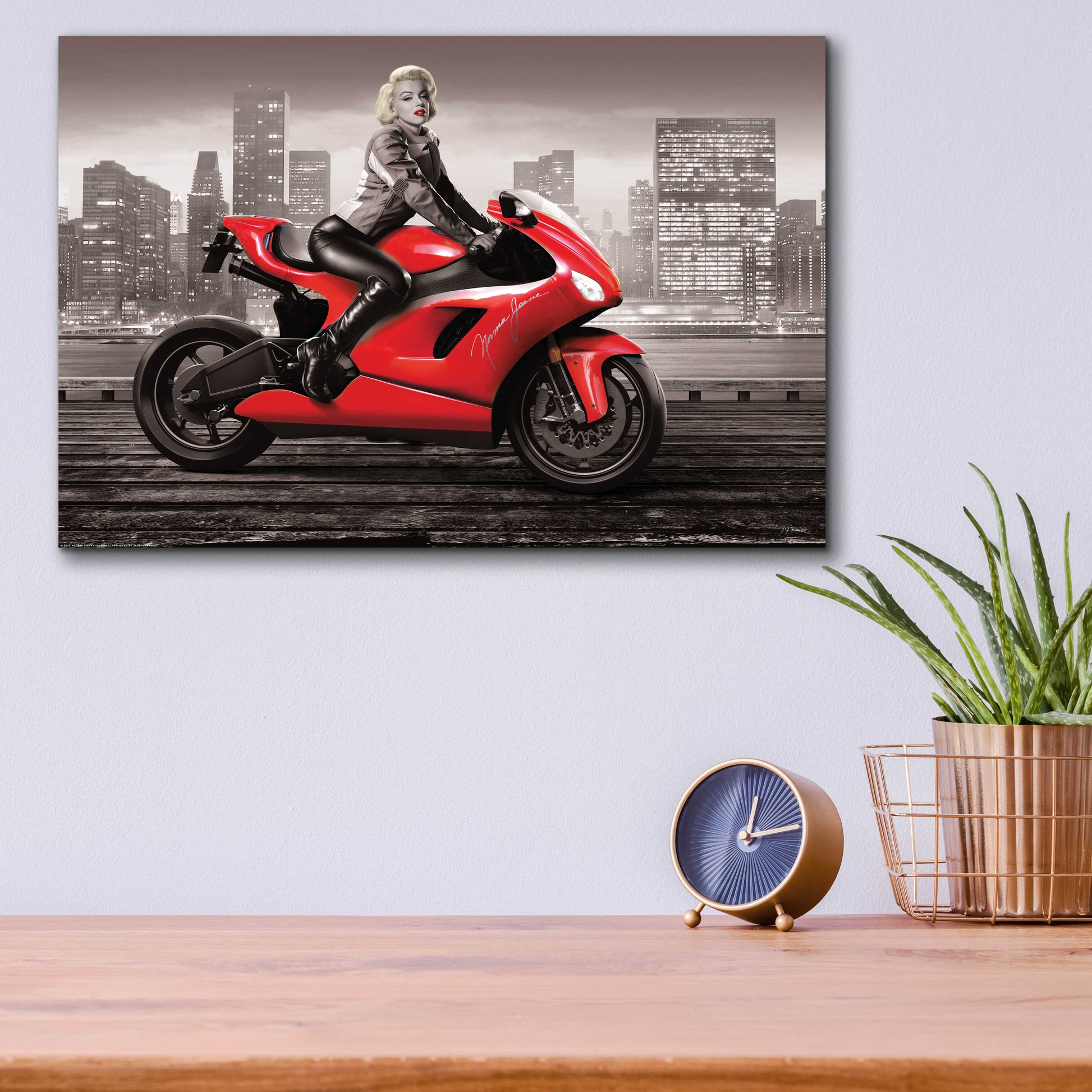 Epic Art 'Marilyn's Ride BW' by JJ Brando, Acrylic Glass Wall Art,16x12