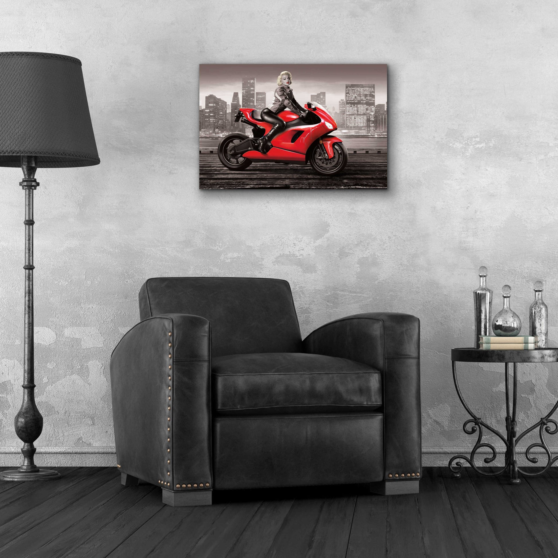 Epic Art 'Marilyn's Ride BW' by JJ Brando, Acrylic Glass Wall Art,24x16