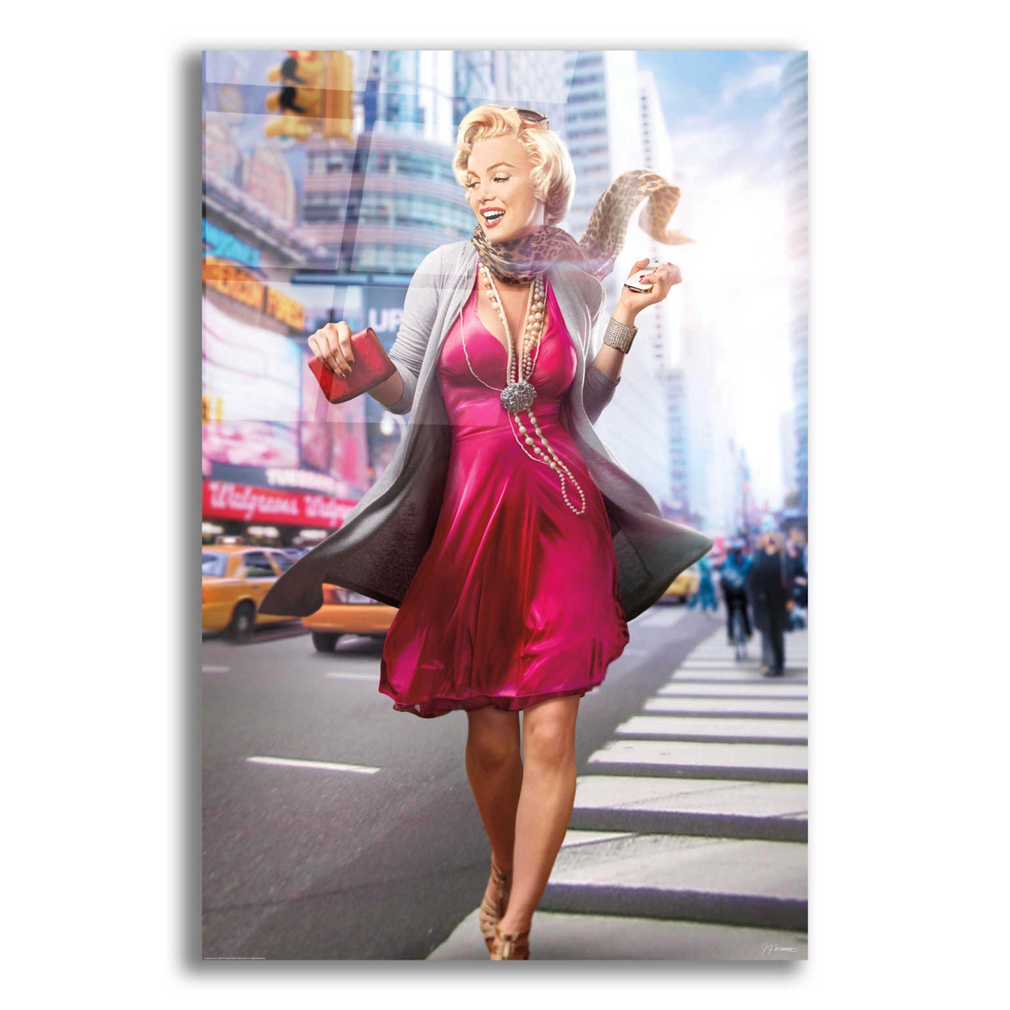 Epic Art 'Marilyn In The City' by JJ Brando, Acrylic Glass Wall Art,12x16