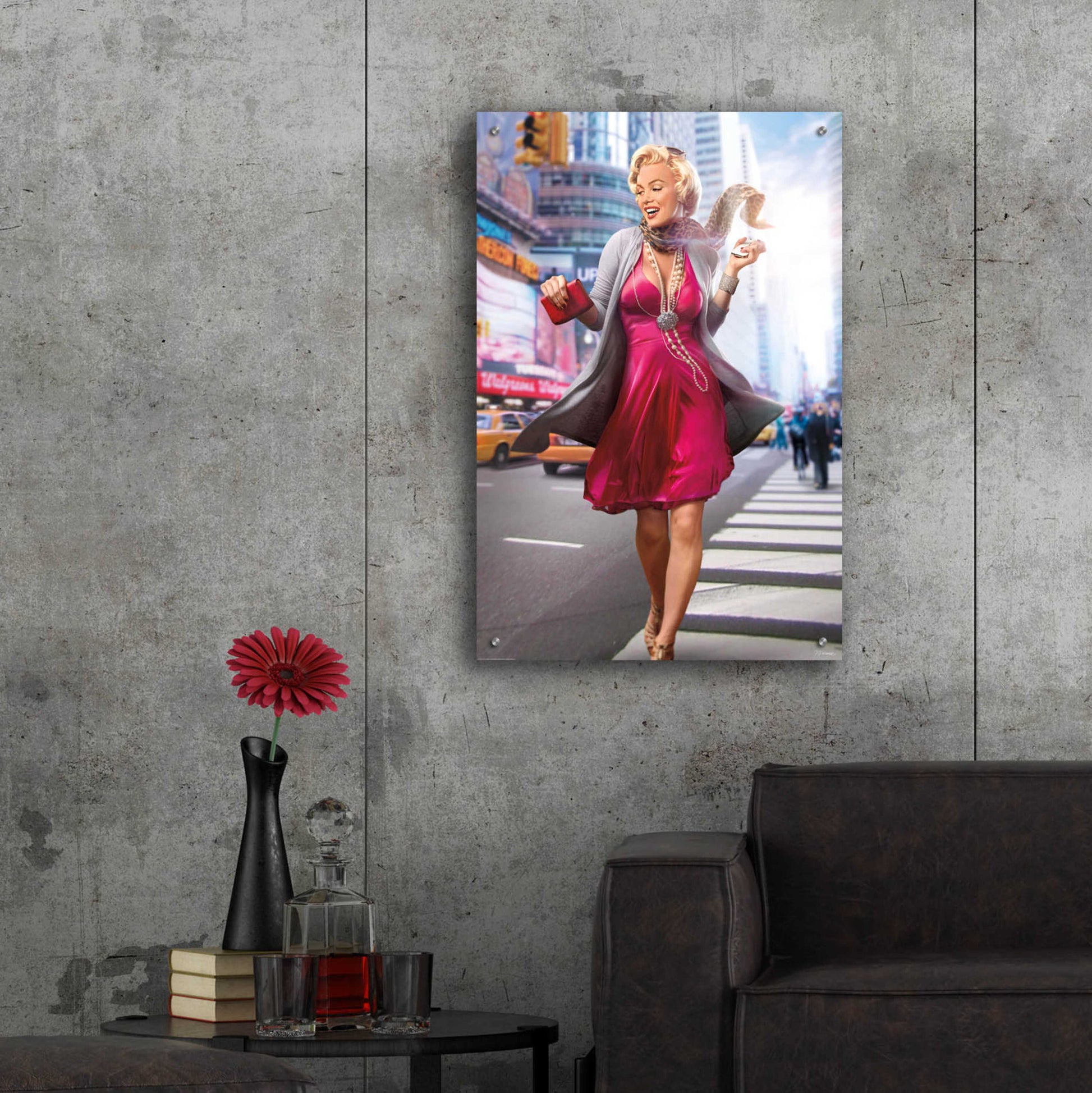 Epic Art 'Marilyn In The City' by JJ Brando, Acrylic Glass Wall Art,24x36