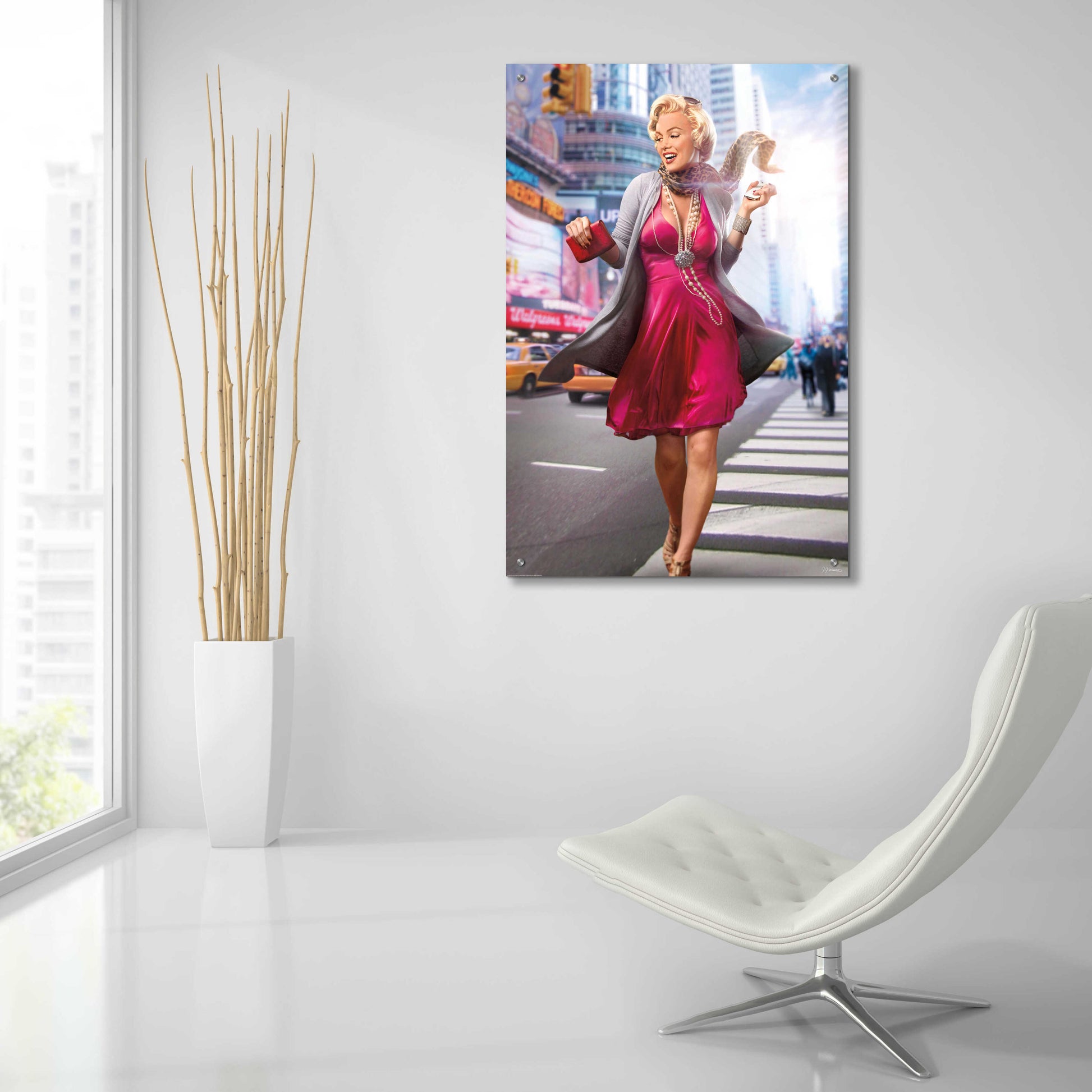 Epic Art 'Marilyn In The City' by JJ Brando, Acrylic Glass Wall Art,24x36