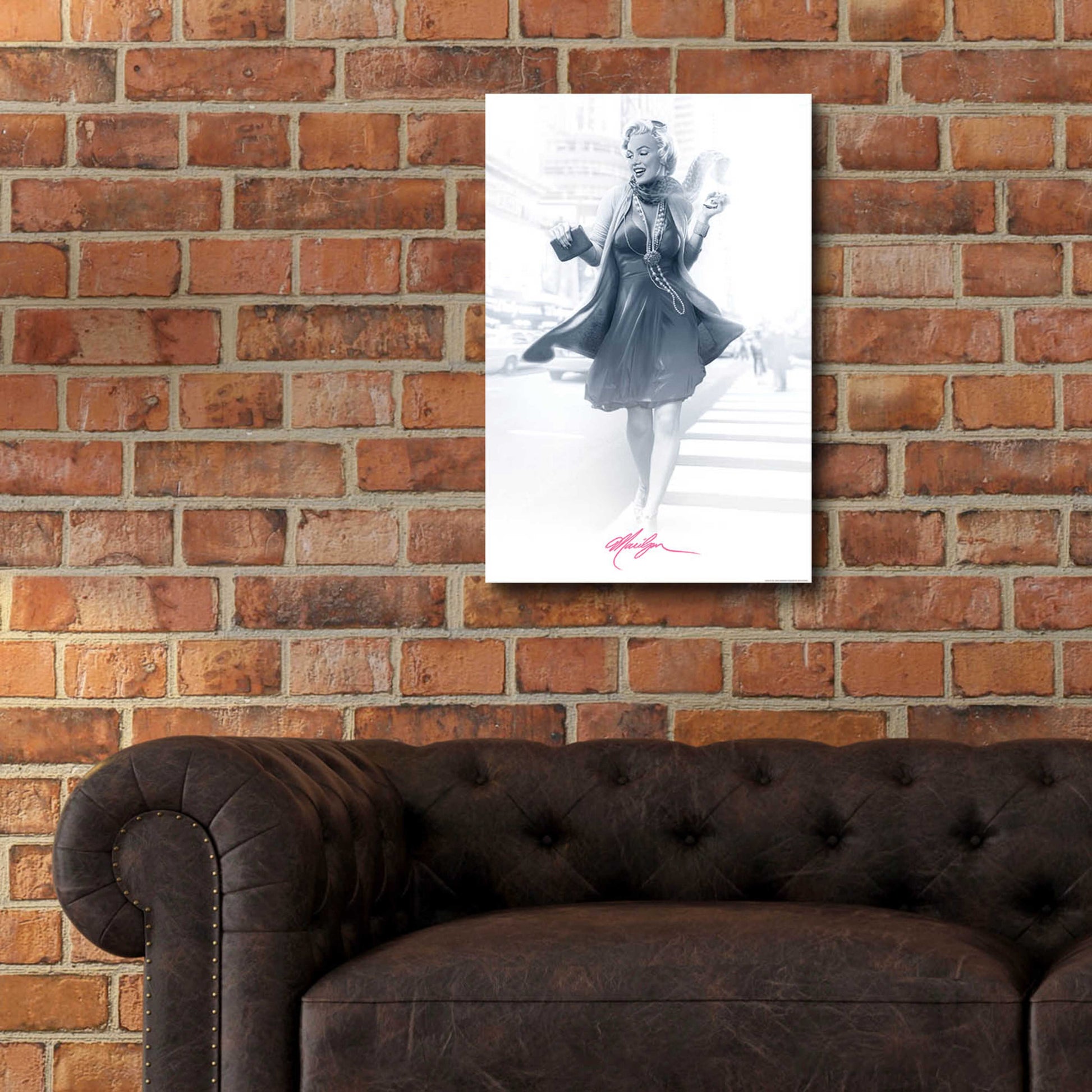 Epic Art 'Marilyn In The City Pink' by JJ Brando, Acrylic Glass Wall Art,16x24