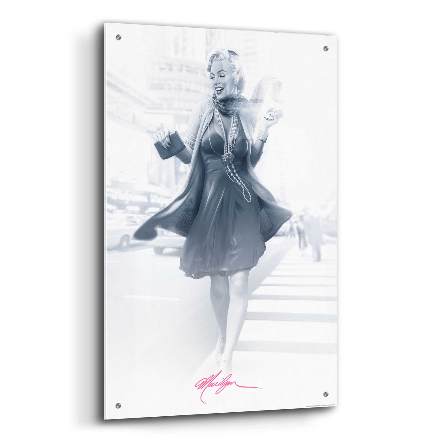 Epic Art 'Marilyn In The City Pink' by JJ Brando, Acrylic Glass Wall Art,24x36