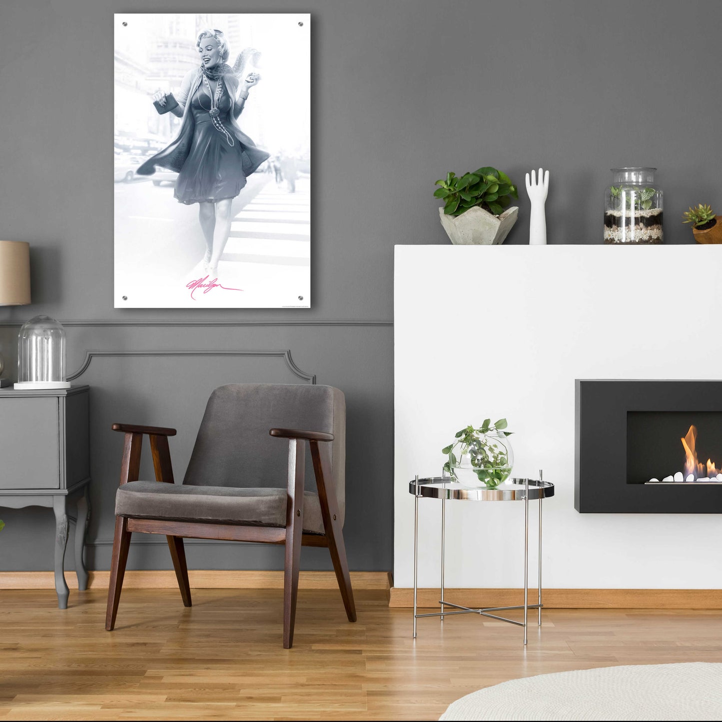 Epic Art 'Marilyn In The City Pink' by JJ Brando, Acrylic Glass Wall Art,24x36