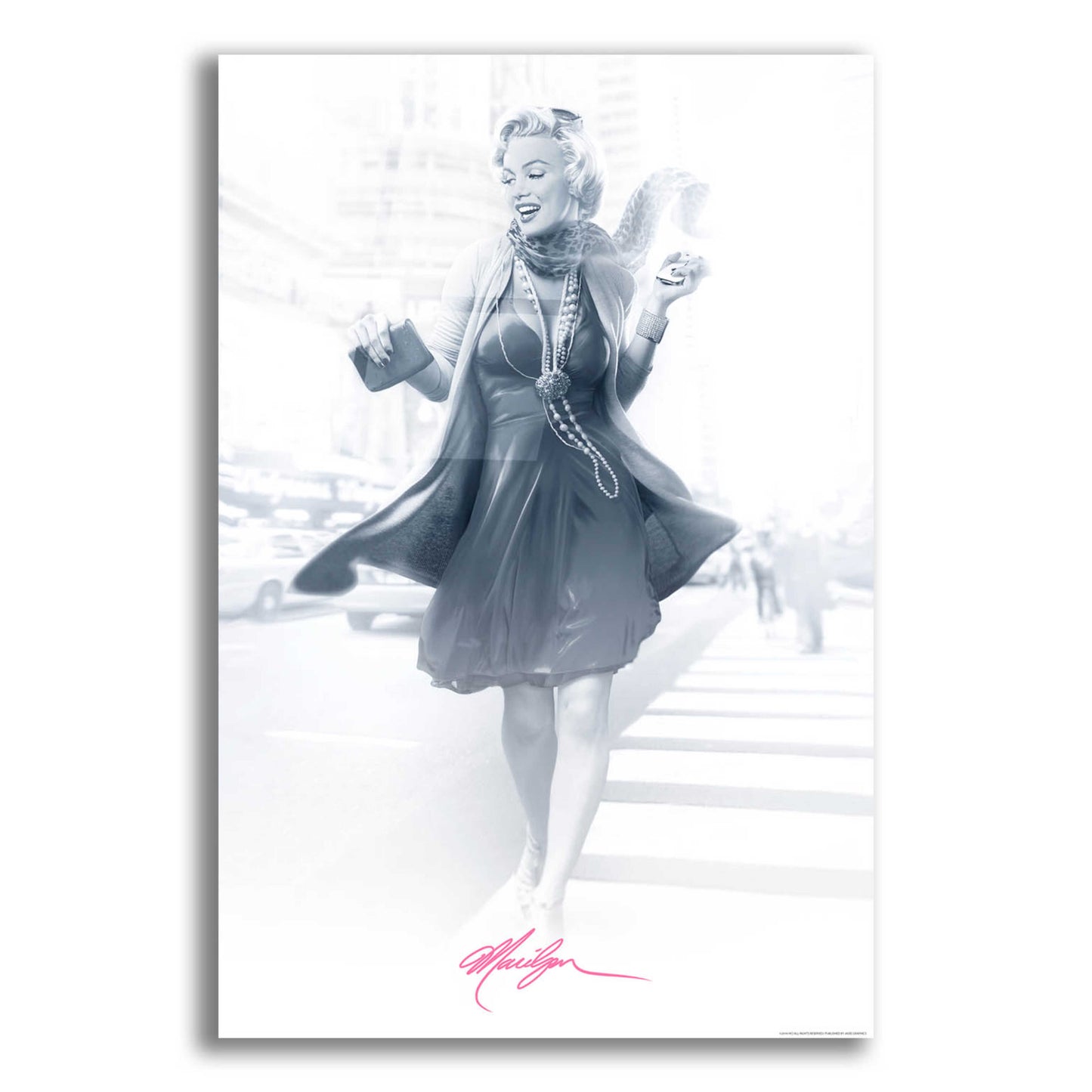 Epic Art 'Marilyn In The City Pink' by JJ Brando, Acrylic Glass Wall Art