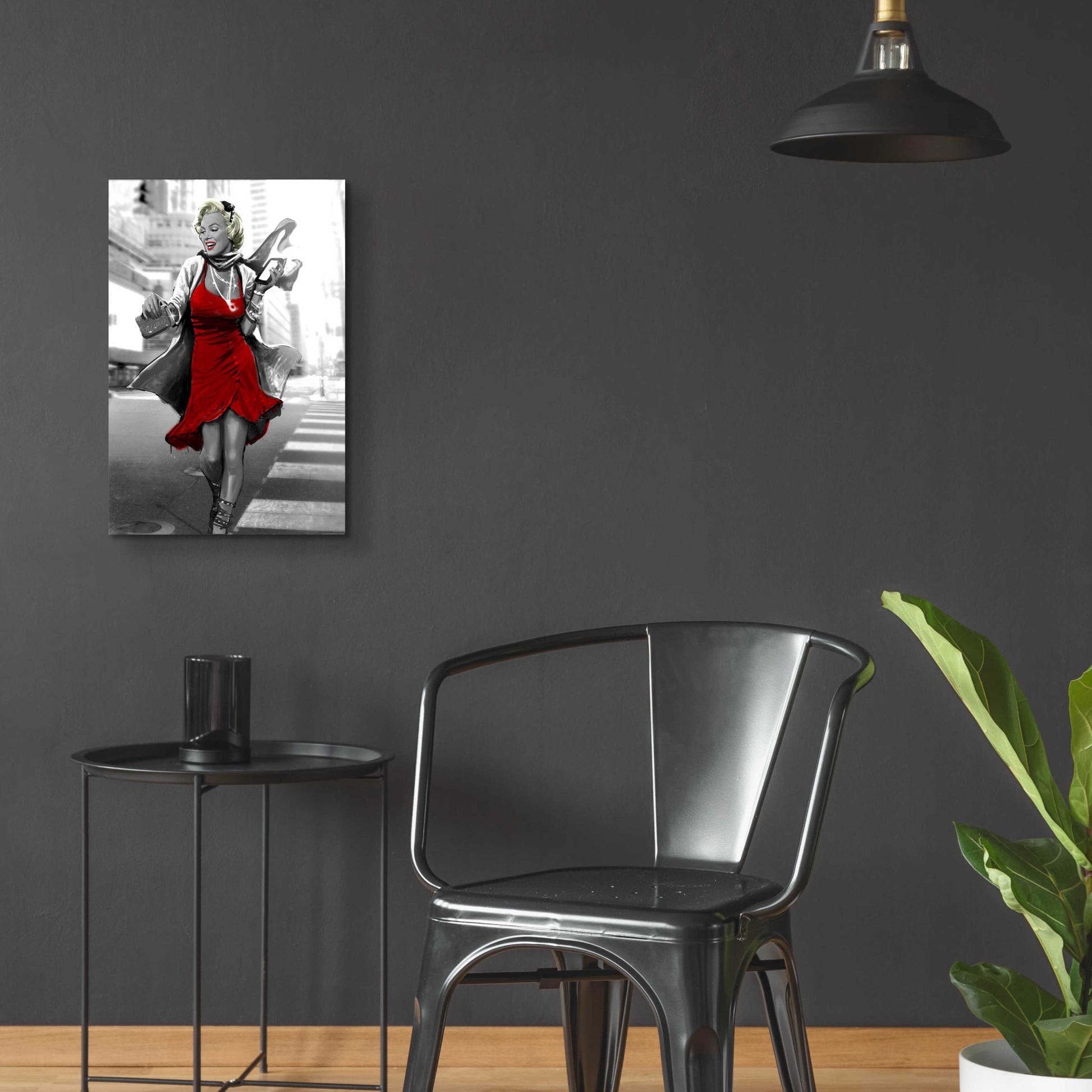 Epic Art 'Marilyn In The City Red Dress' by JJ Brando, Acrylic Glass Wall Art,16x24