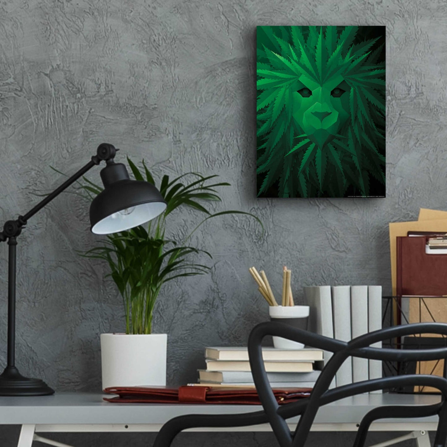 Epic Art 'Green Lion' by JJ Brando, Acrylic Glass Wall Art,12x16