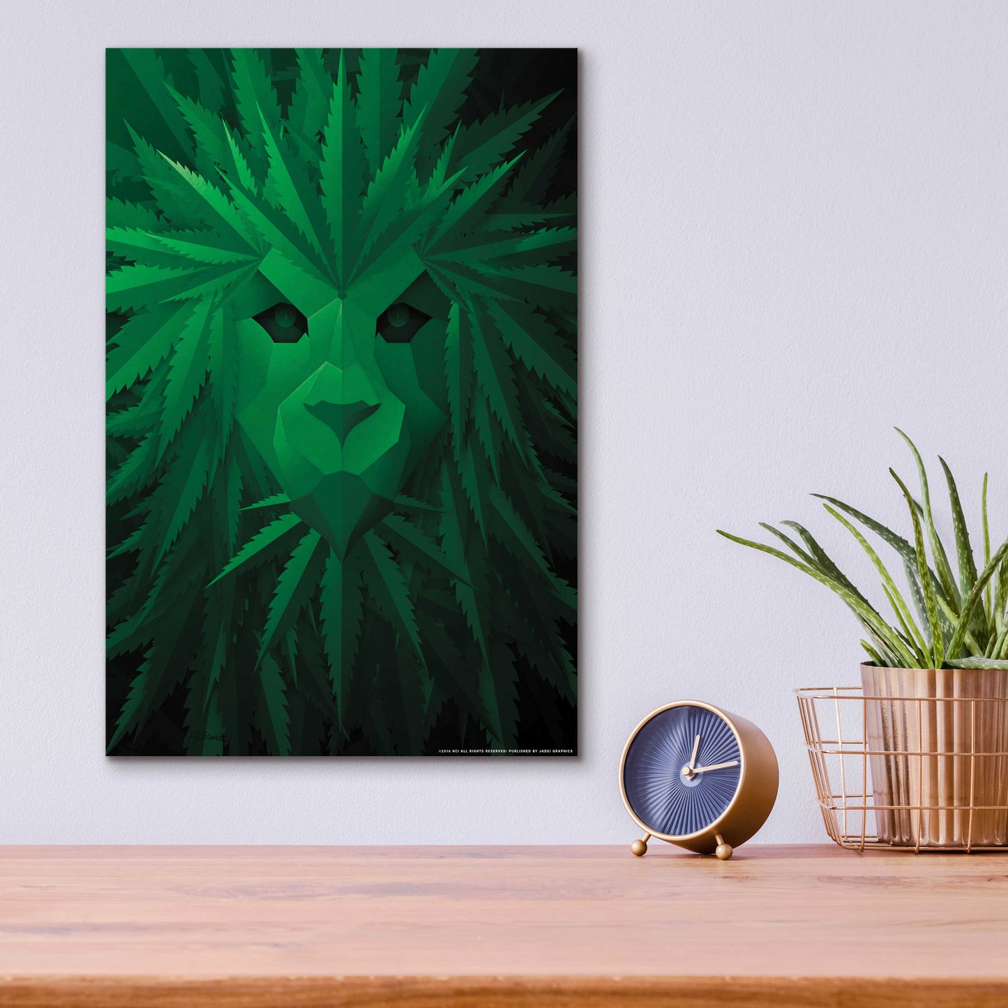 Epic Art 'Green Lion' by JJ Brando, Acrylic Glass Wall Art,12x16