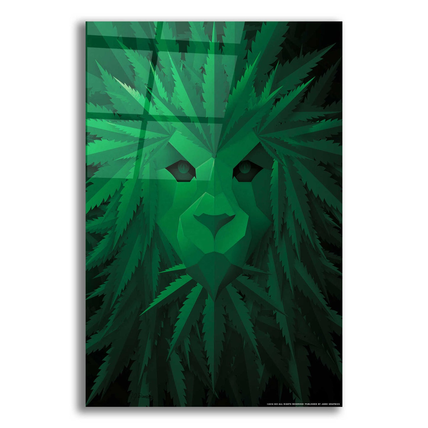 Epic Art 'Green Lion' by JJ Brando, Acrylic Glass Wall Art,12x16