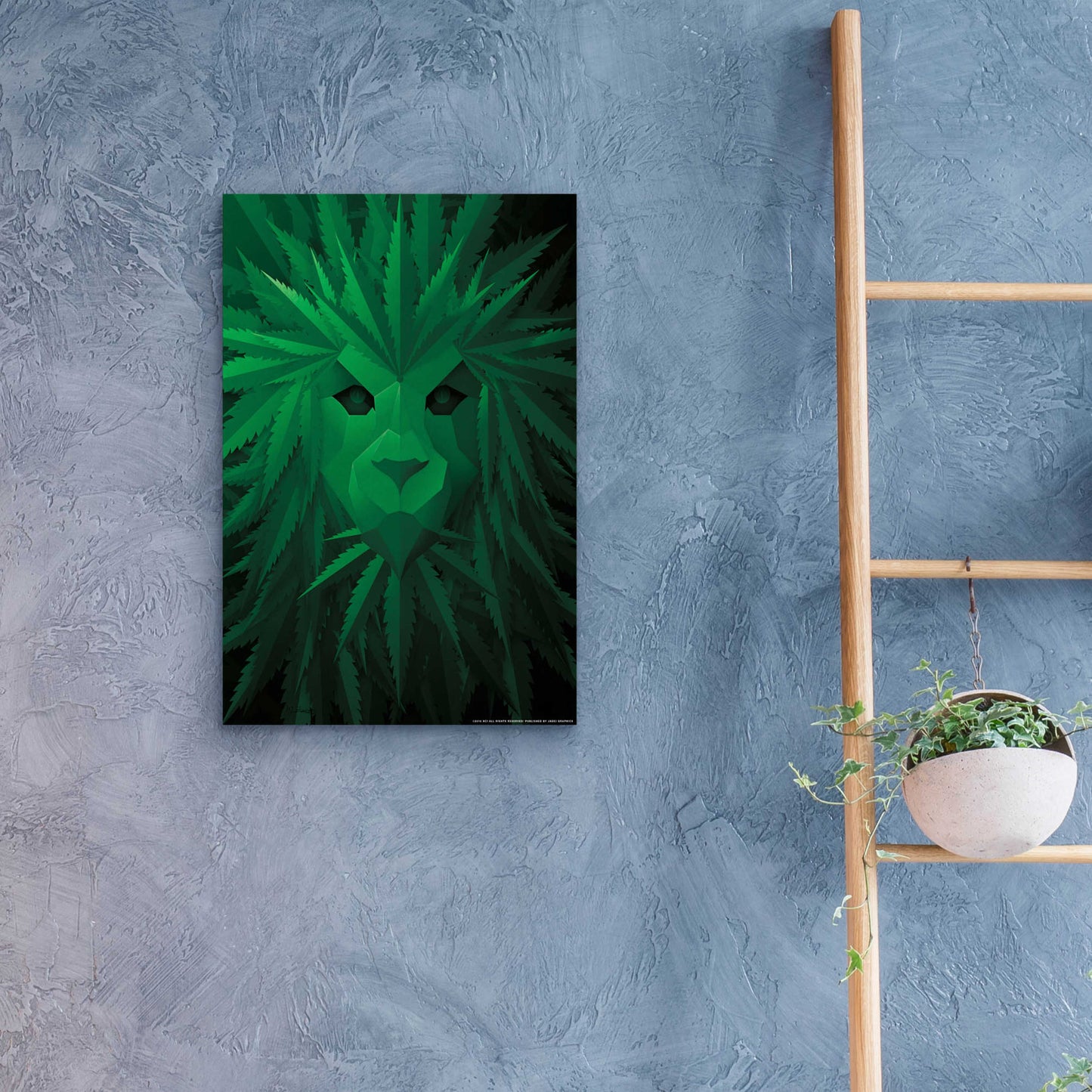 Epic Art 'Green Lion' by JJ Brando, Acrylic Glass Wall Art,16x24