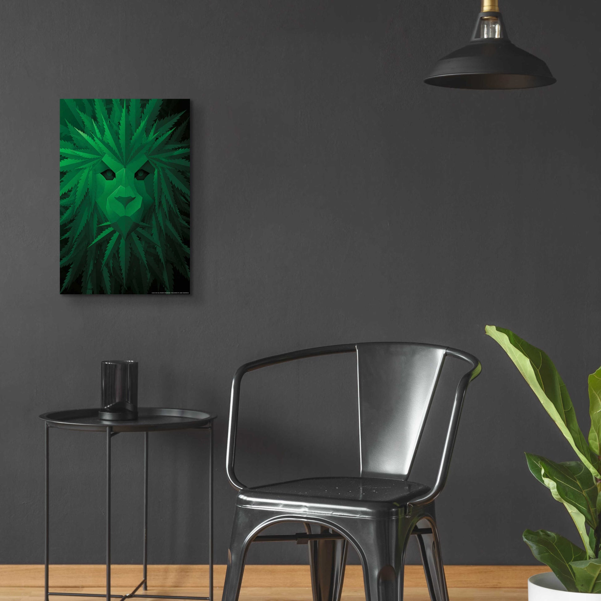 Epic Art 'Green Lion' by JJ Brando, Acrylic Glass Wall Art,16x24