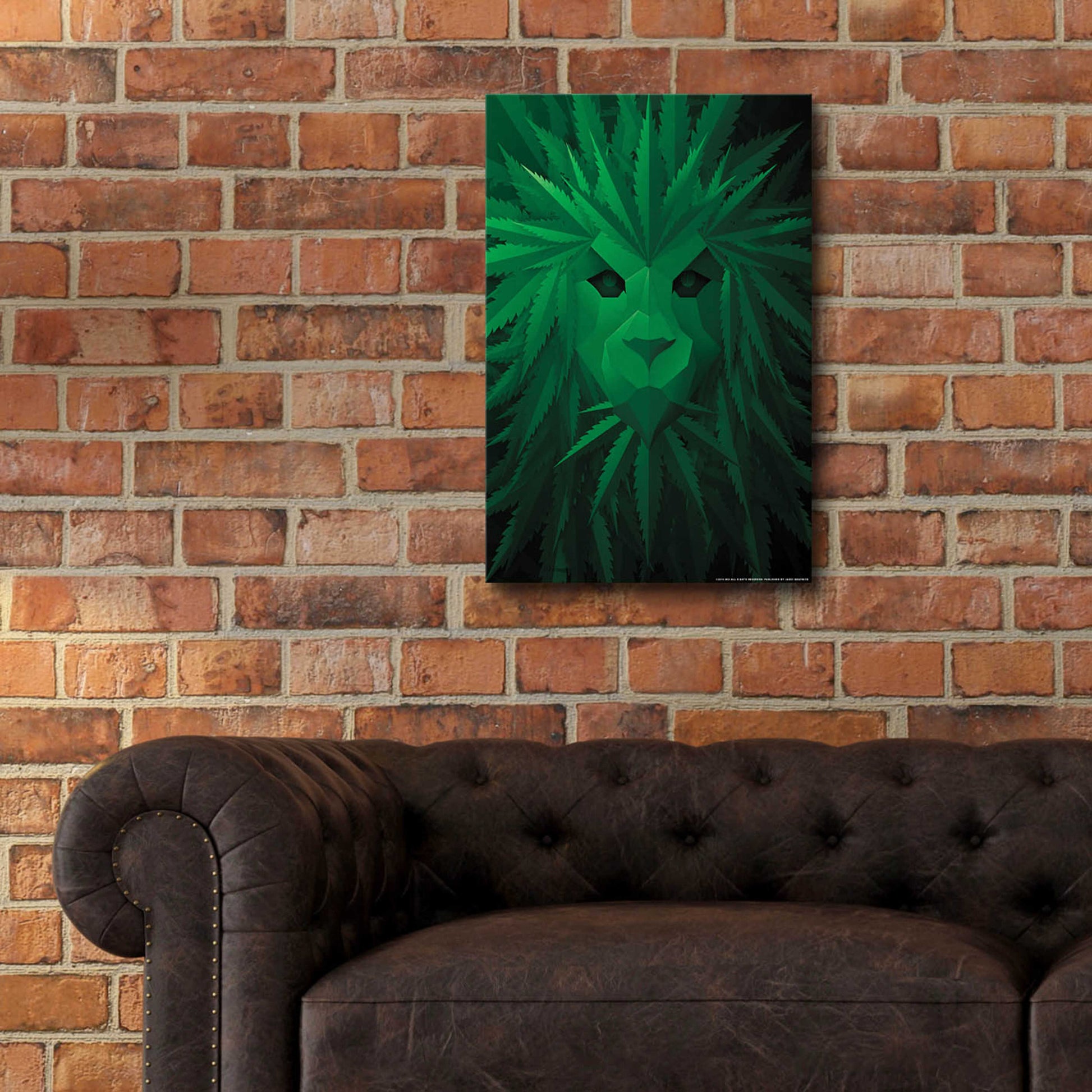 Epic Art 'Green Lion' by JJ Brando, Acrylic Glass Wall Art,16x24