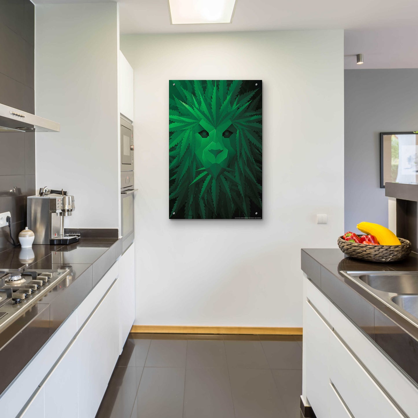 Epic Art 'Green Lion' by JJ Brando, Acrylic Glass Wall Art,24x36