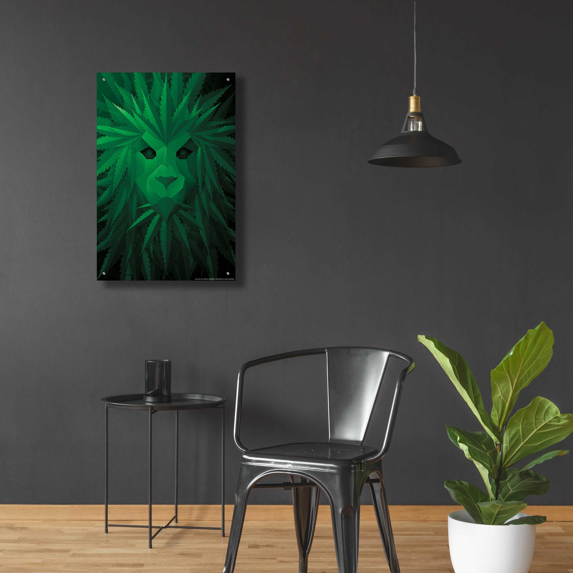 Epic Art 'Green Lion' by JJ Brando, Acrylic Glass Wall Art,24x36