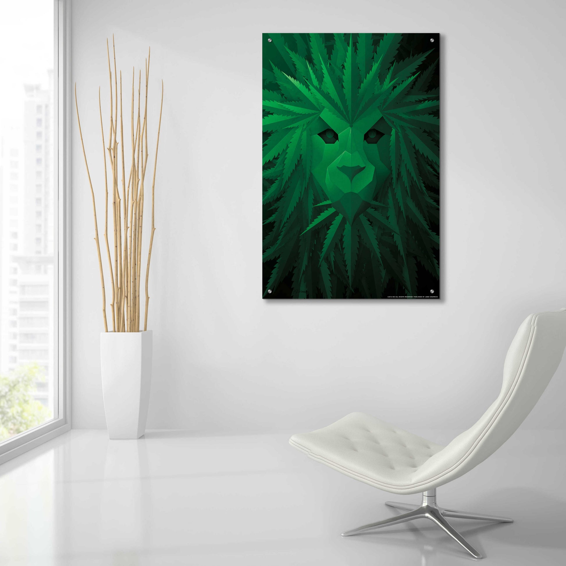 Epic Art 'Green Lion' by JJ Brando, Acrylic Glass Wall Art,24x36