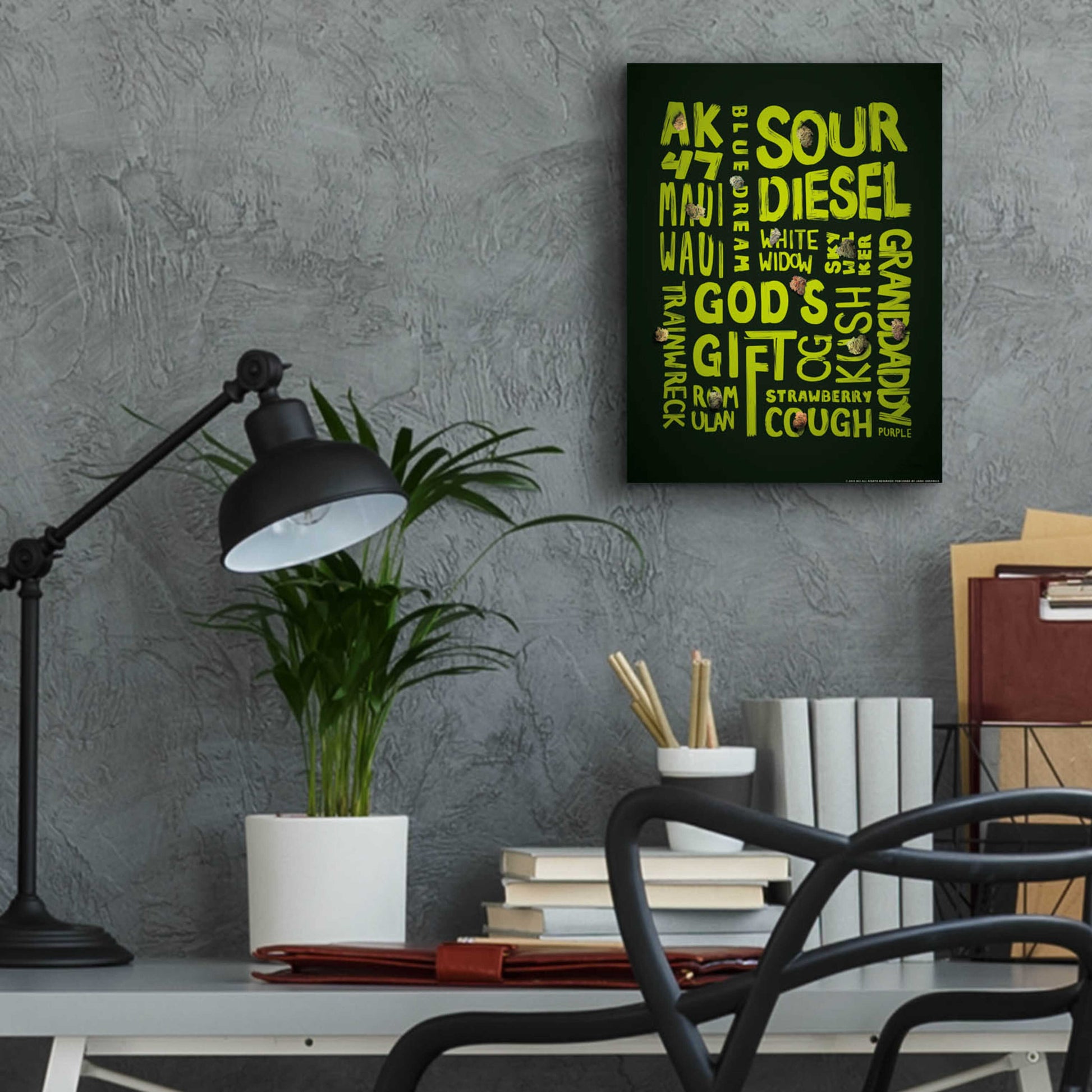 Epic Art 'Green Words' by JJ Brando, Acrylic Glass Wall Art,12x16