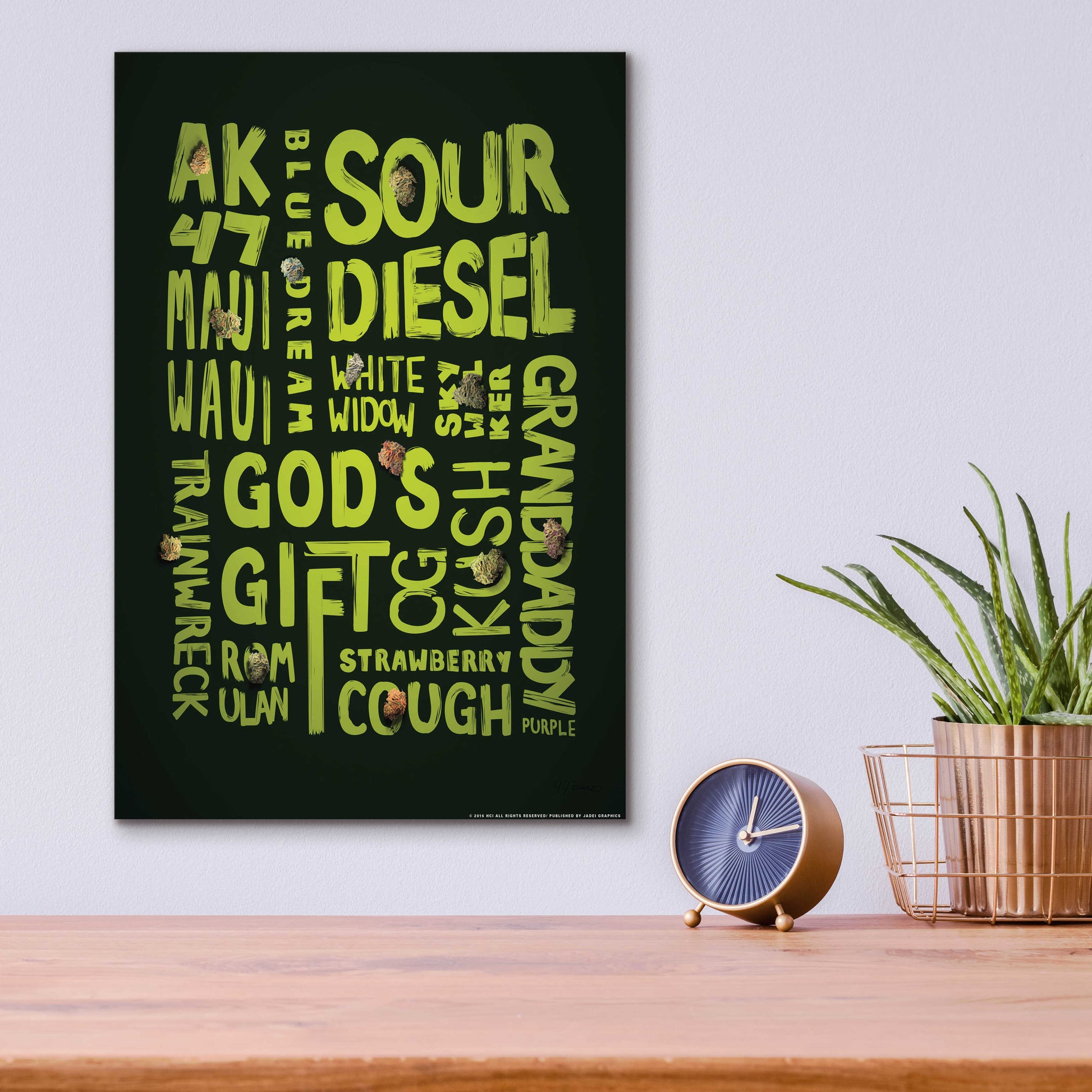 Epic Art 'Green Words' by JJ Brando, Acrylic Glass Wall Art,12x16