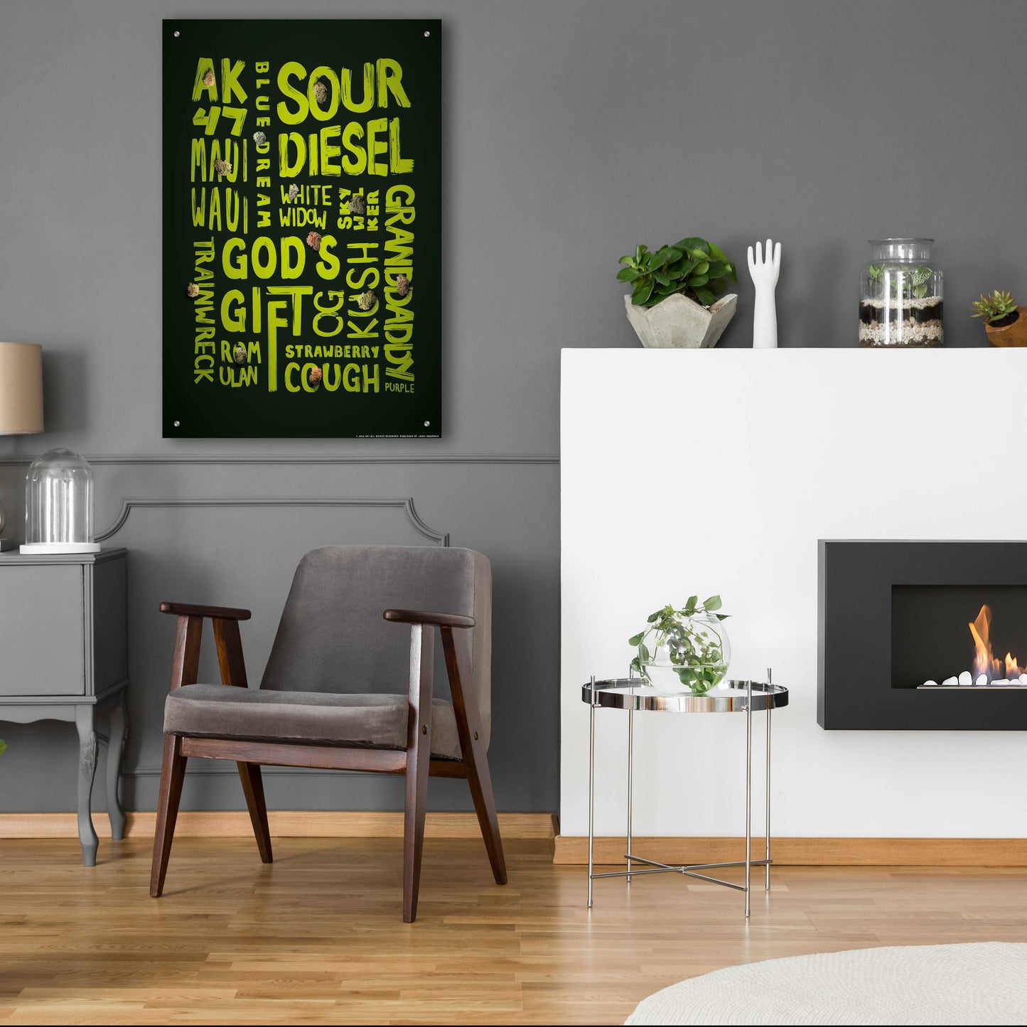 Epic Art 'Green Words' by JJ Brando, Acrylic Glass Wall Art,24x36