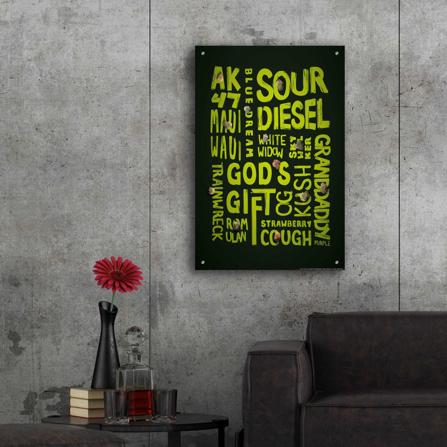 Epic Art 'Green Words' by JJ Brando, Acrylic Glass Wall Art,24x36