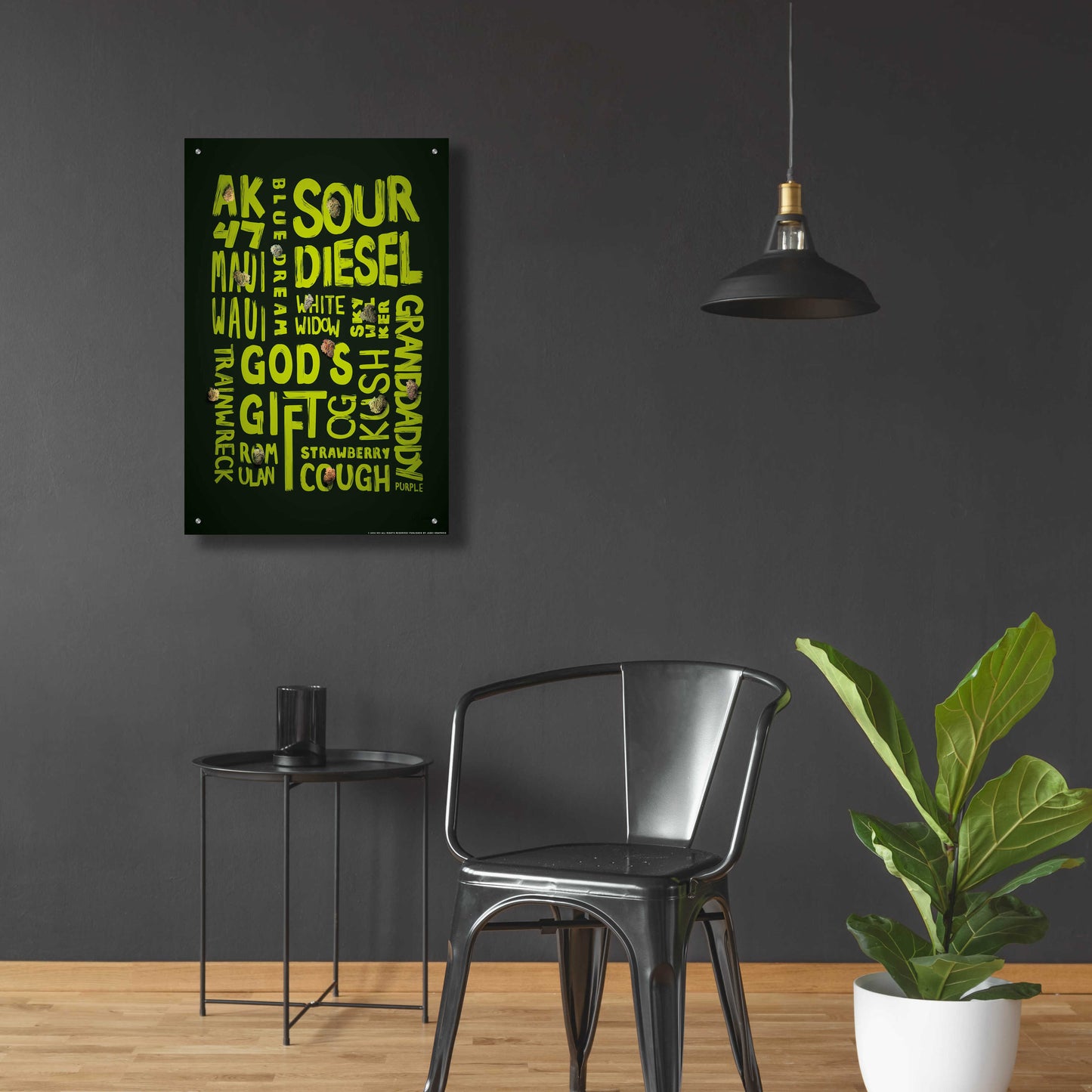 Epic Art 'Green Words' by JJ Brando, Acrylic Glass Wall Art,24x36