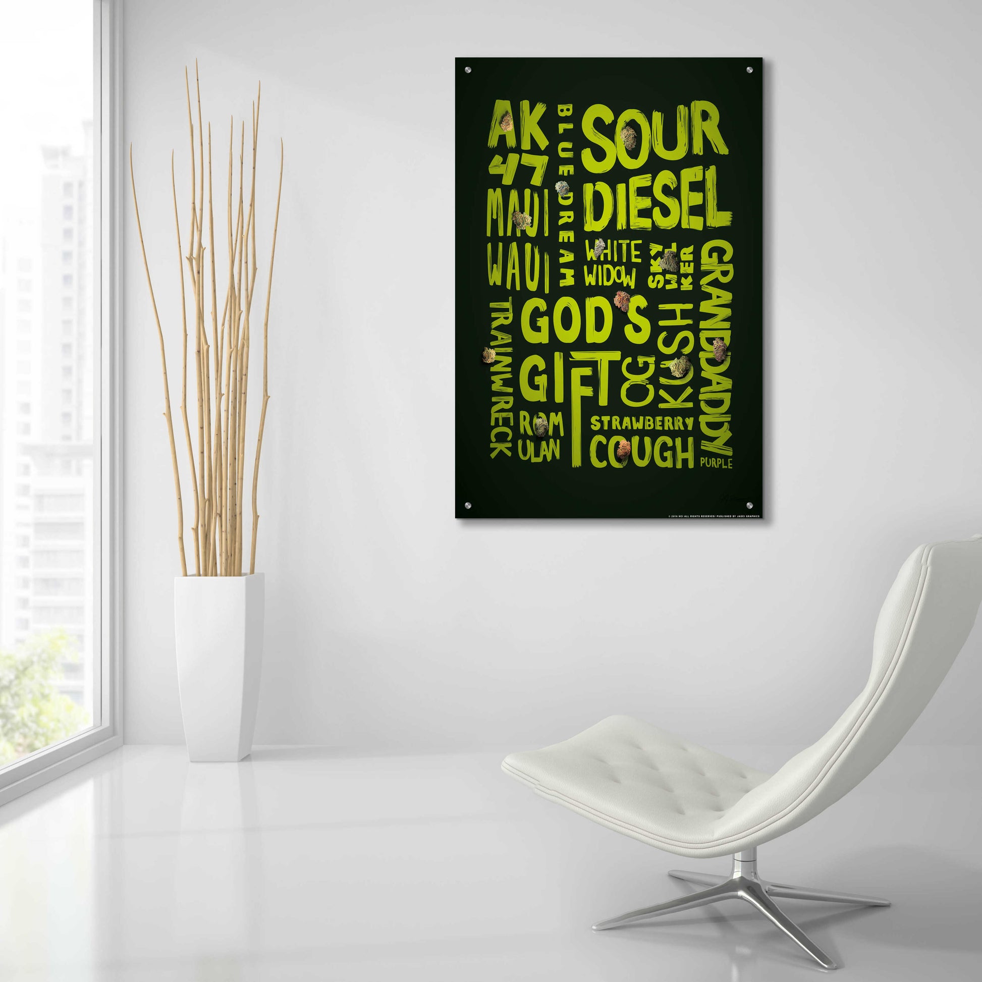 Epic Art 'Green Words' by JJ Brando, Acrylic Glass Wall Art,24x36