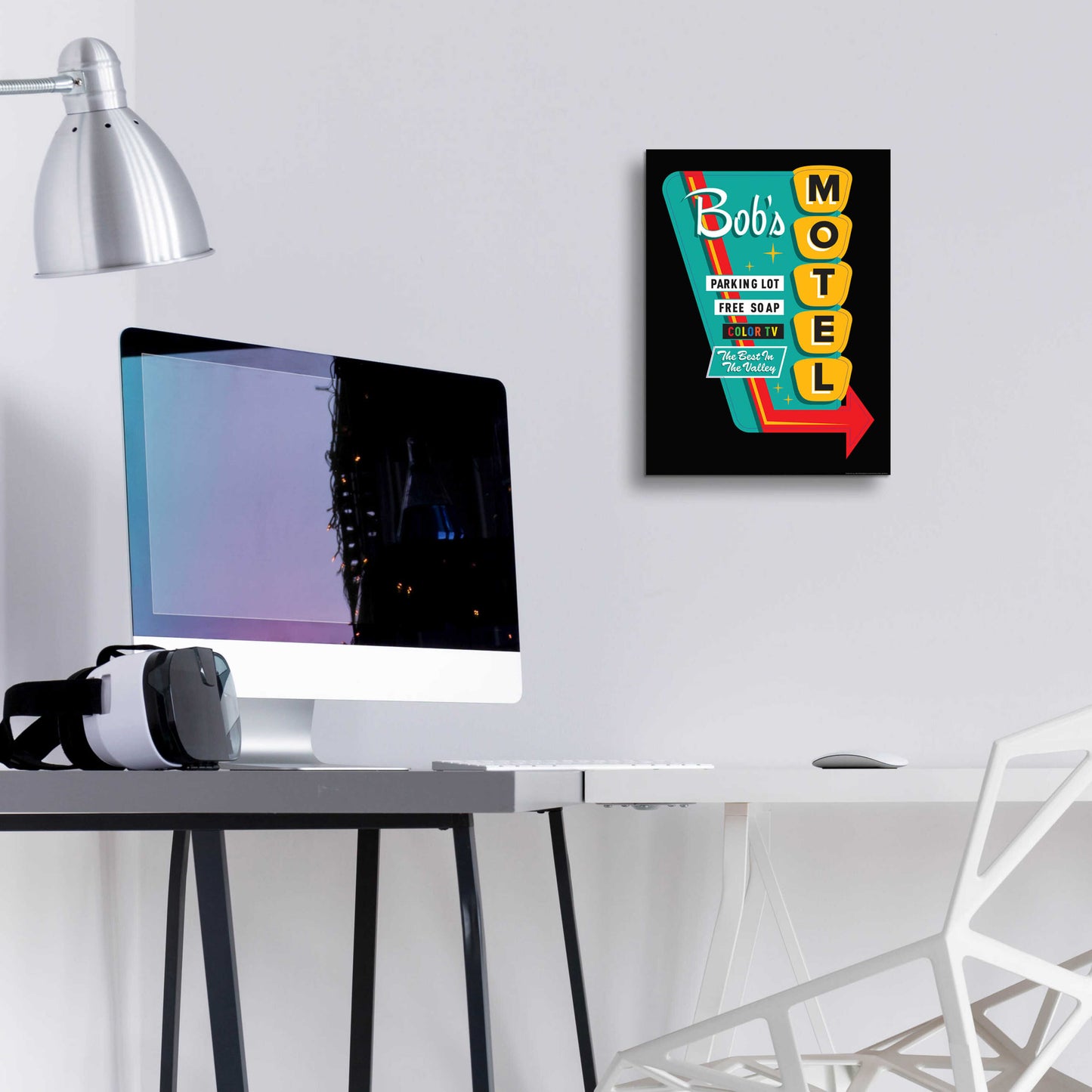 Epic Art 'Bob's Motel In Black' by JJ Brando, Acrylic Glass Wall Art,12x16