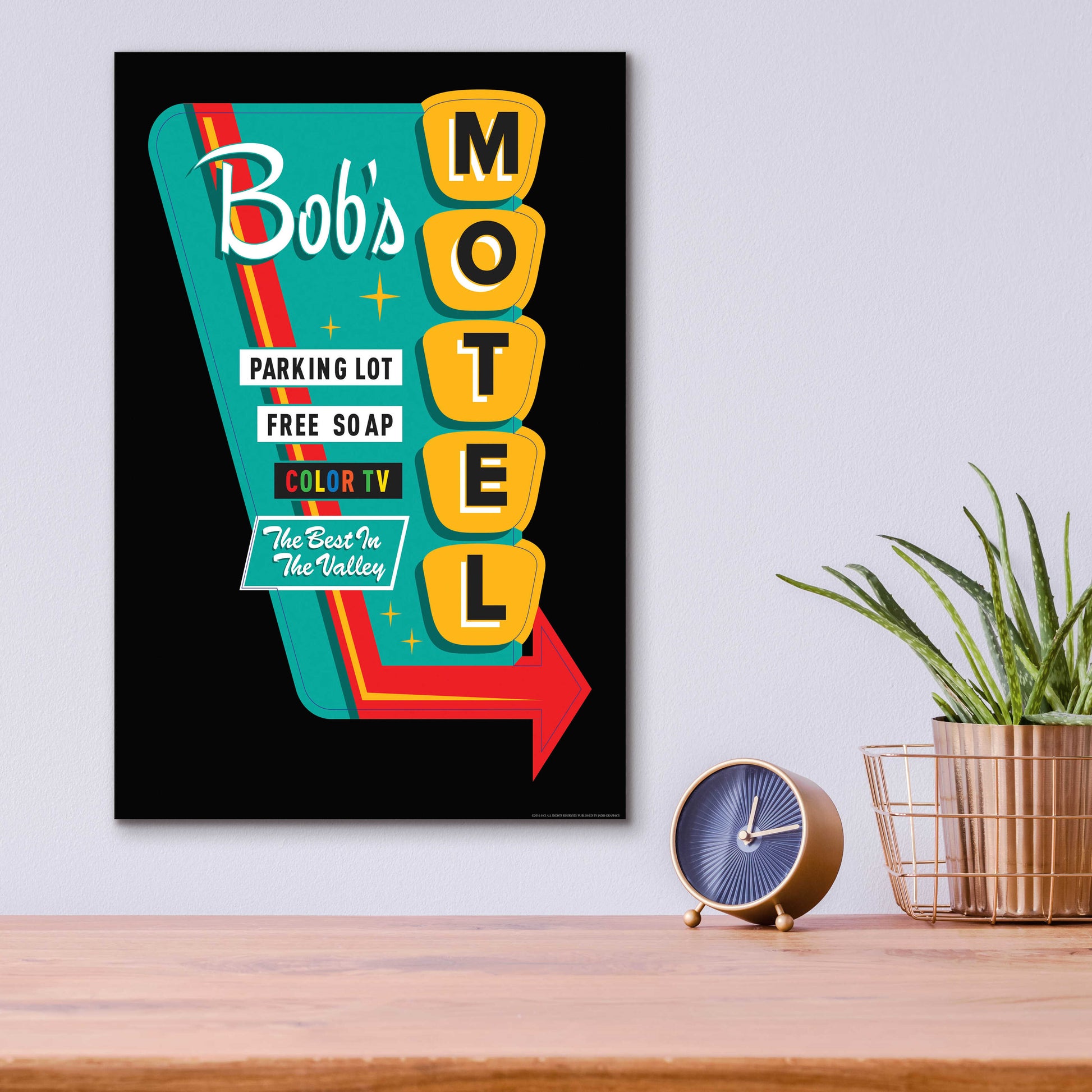 Epic Art 'Bob's Motel In Black' by JJ Brando, Acrylic Glass Wall Art,12x16