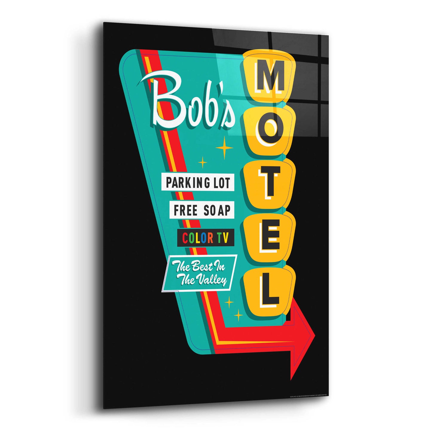Epic Art 'Bob's Motel In Black' by JJ Brando, Acrylic Glass Wall Art,16x24