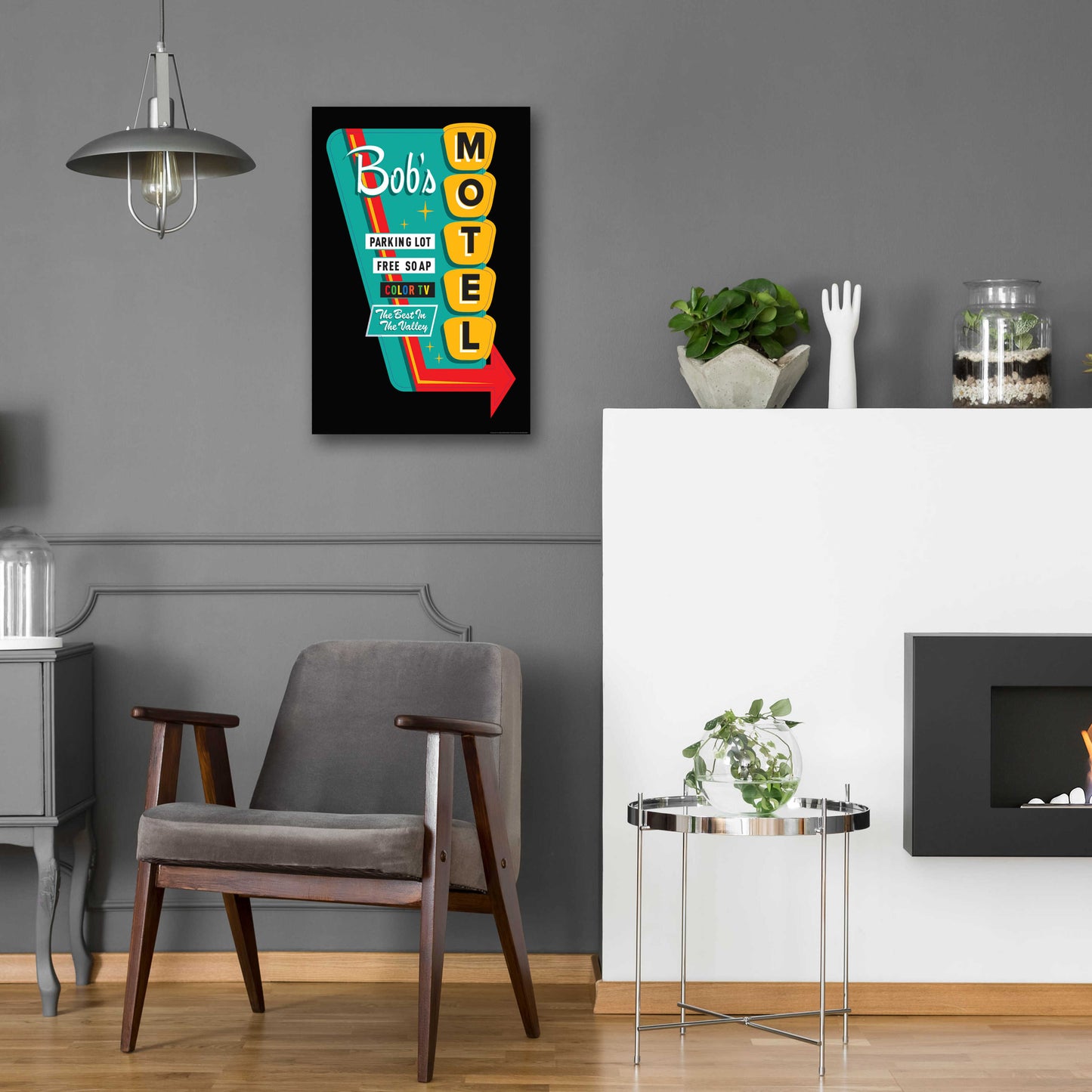 Epic Art 'Bob's Motel In Black' by JJ Brando, Acrylic Glass Wall Art,16x24