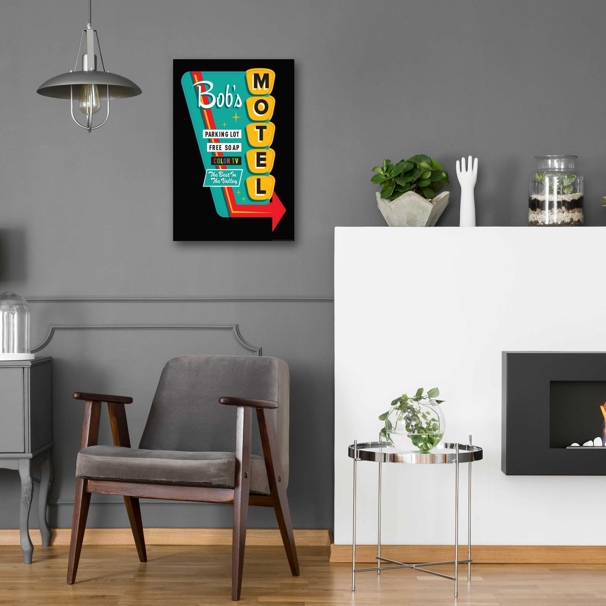 Epic Art 'Bob's Motel In Black' by JJ Brando, Acrylic Glass Wall Art,16x24