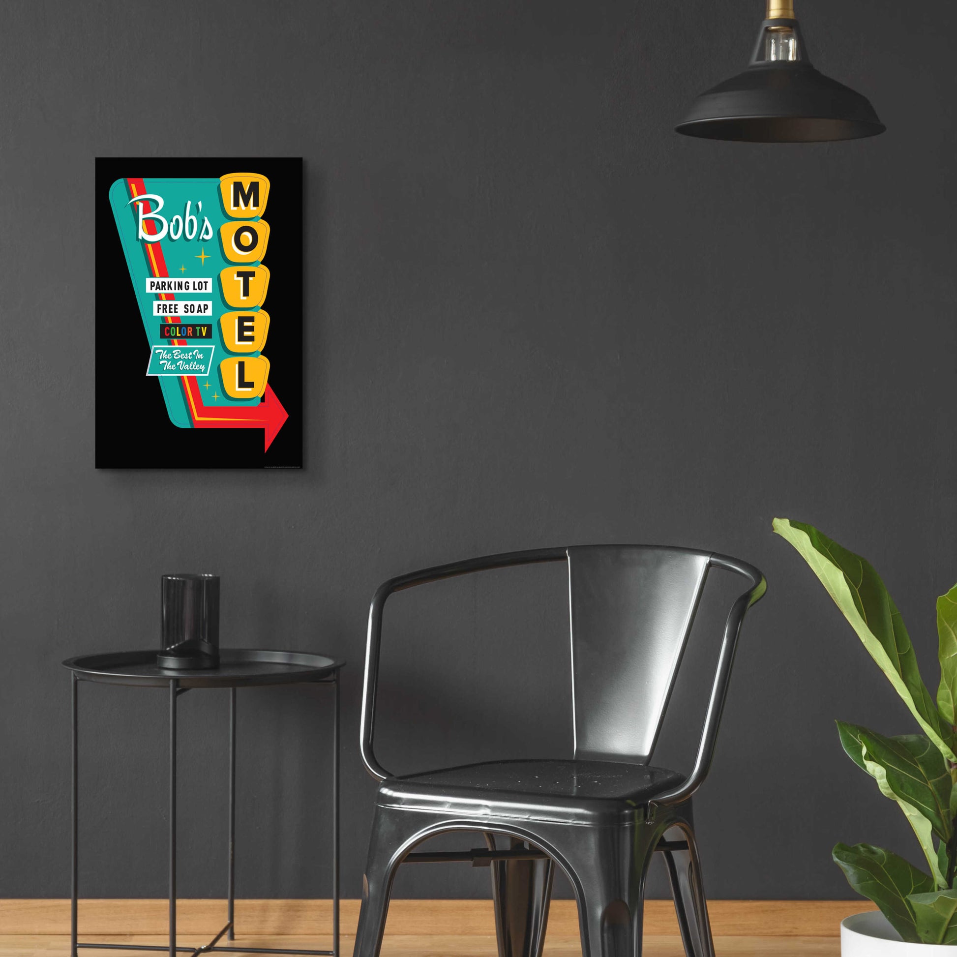 Epic Art 'Bob's Motel In Black' by JJ Brando, Acrylic Glass Wall Art,16x24