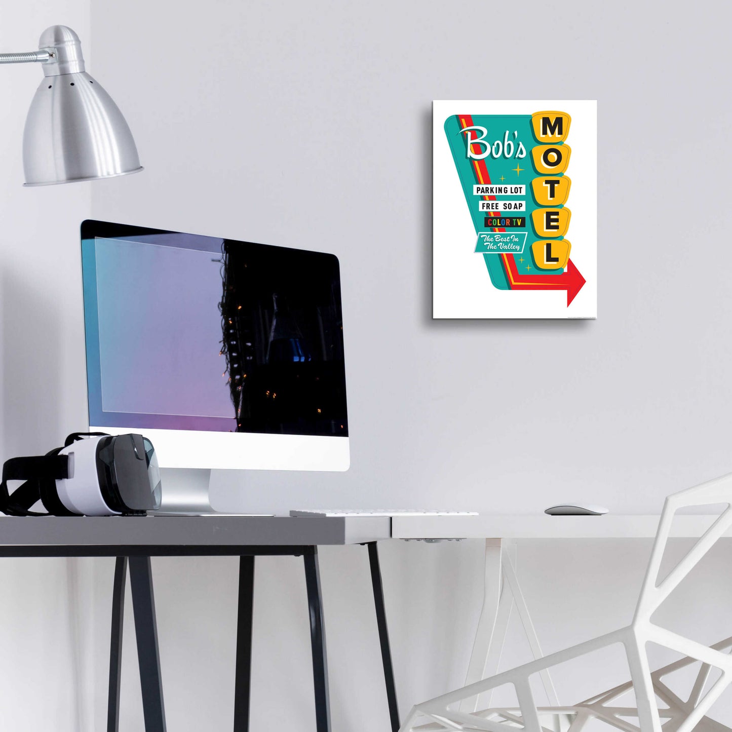 Epic Art 'Bob's Motel In White' by JJ Brando, Acrylic Glass Wall Art,12x16