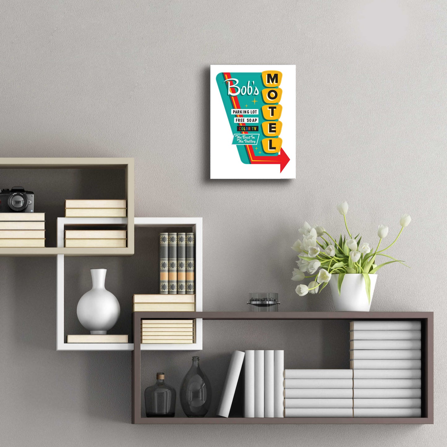 Epic Art 'Bob's Motel In White' by JJ Brando, Acrylic Glass Wall Art,12x16