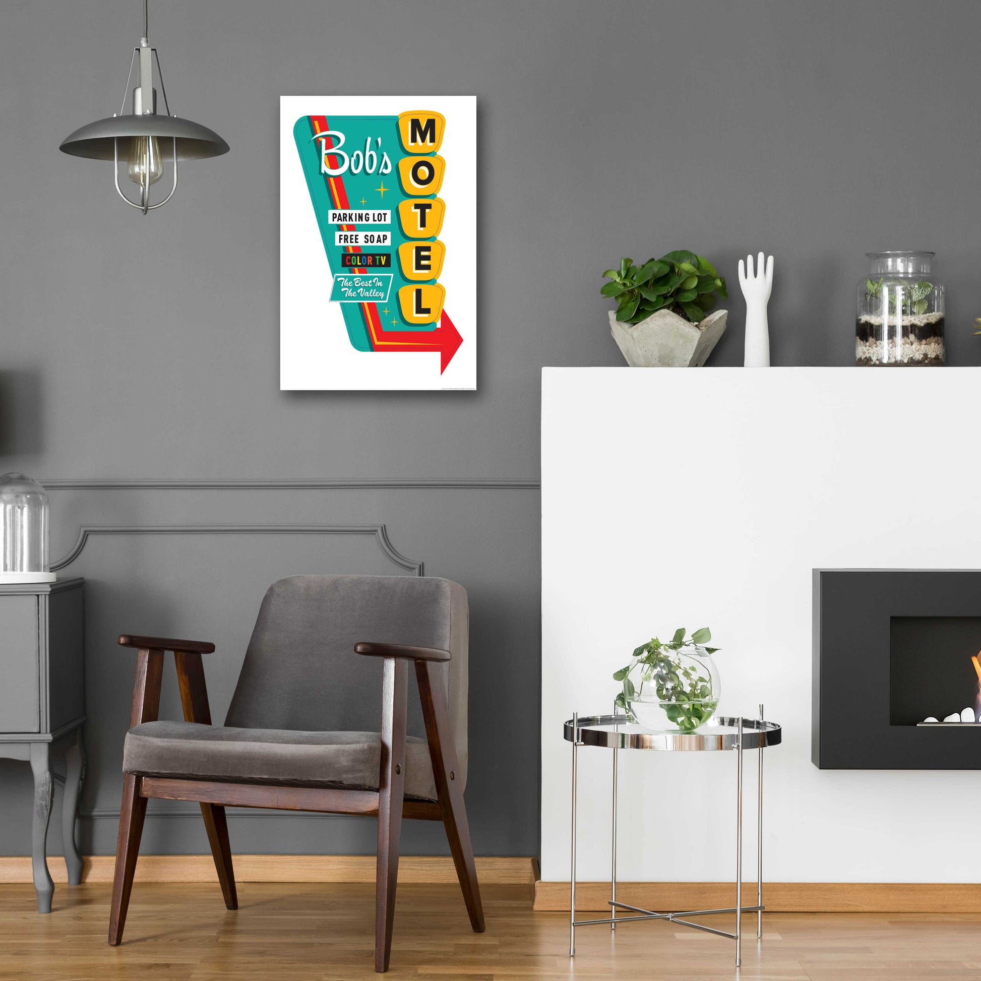 Epic Art 'Bob's Motel In White' by JJ Brando, Acrylic Glass Wall Art,16x24