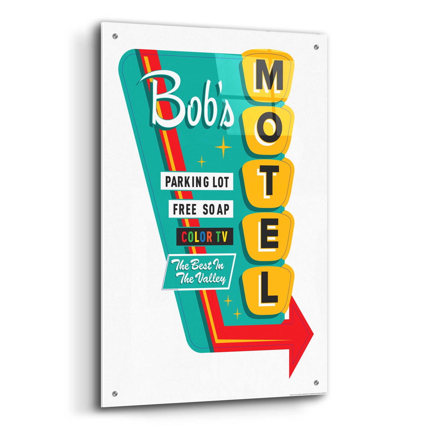 Epic Art 'Bob's Motel In White' by JJ Brando, Acrylic Glass Wall Art,24x36