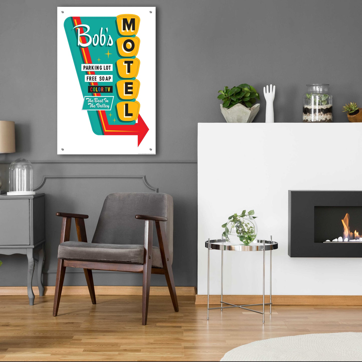 Epic Art 'Bob's Motel In White' by JJ Brando, Acrylic Glass Wall Art,24x36