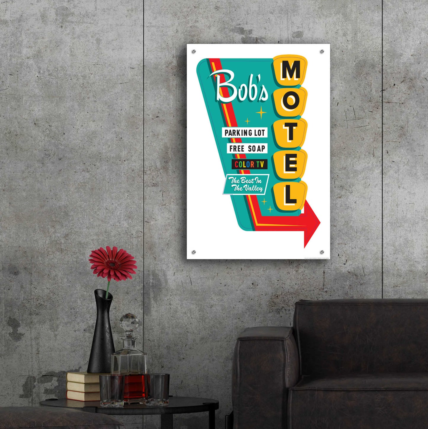 Epic Art 'Bob's Motel In White' by JJ Brando, Acrylic Glass Wall Art,24x36